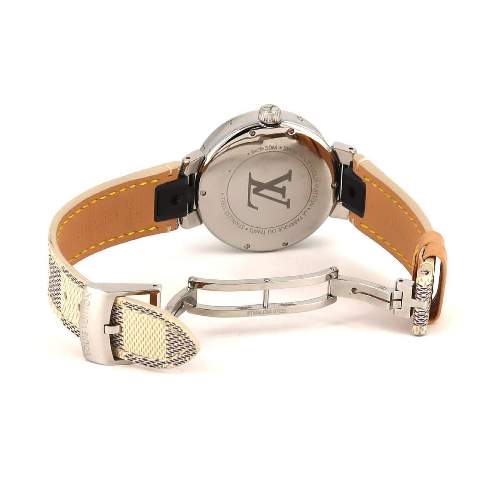 Louis Vuitton Tambour Dual Time 12P Circle D QA142 roestvrijstalen quartzhorloge