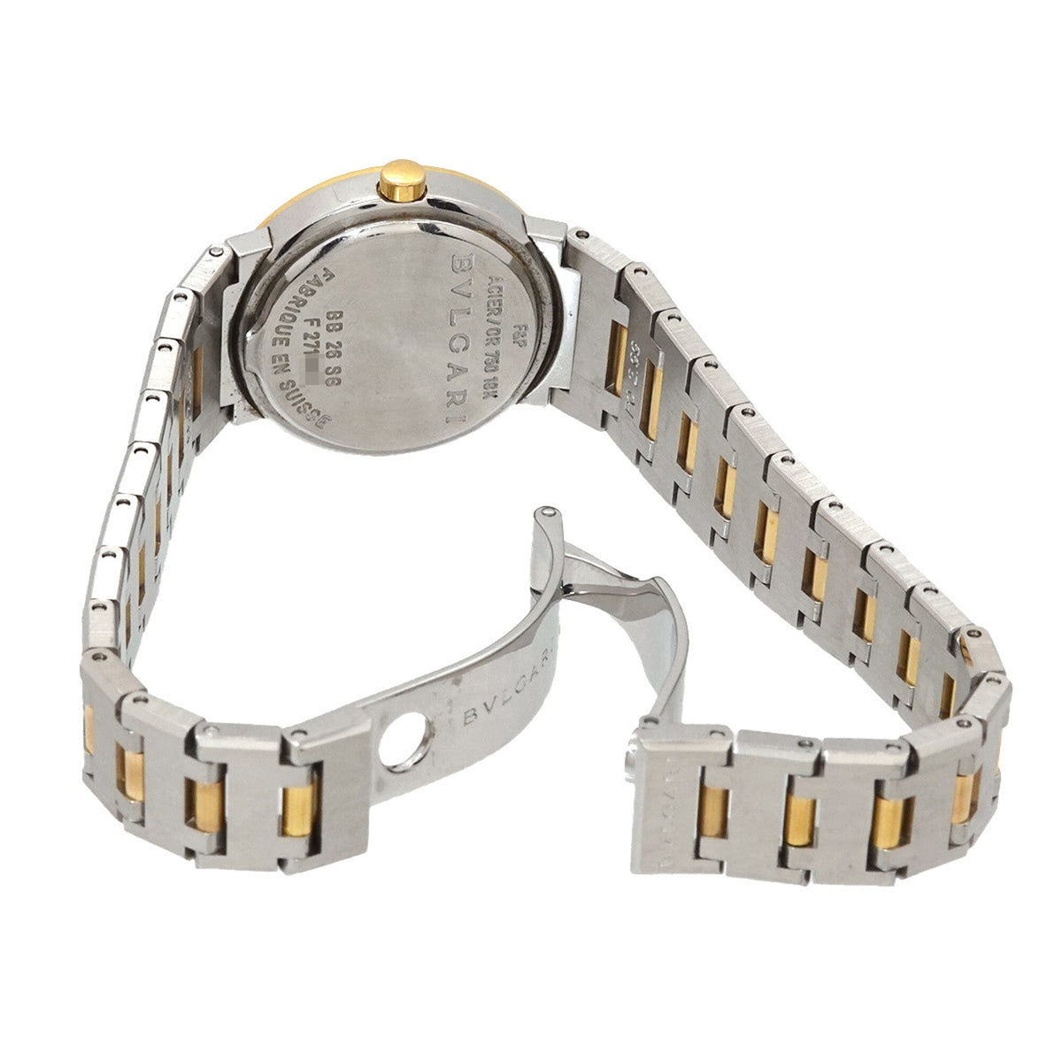 Bvlgari BB26SG horloge met zwarte wijzerplaat, 26 mm