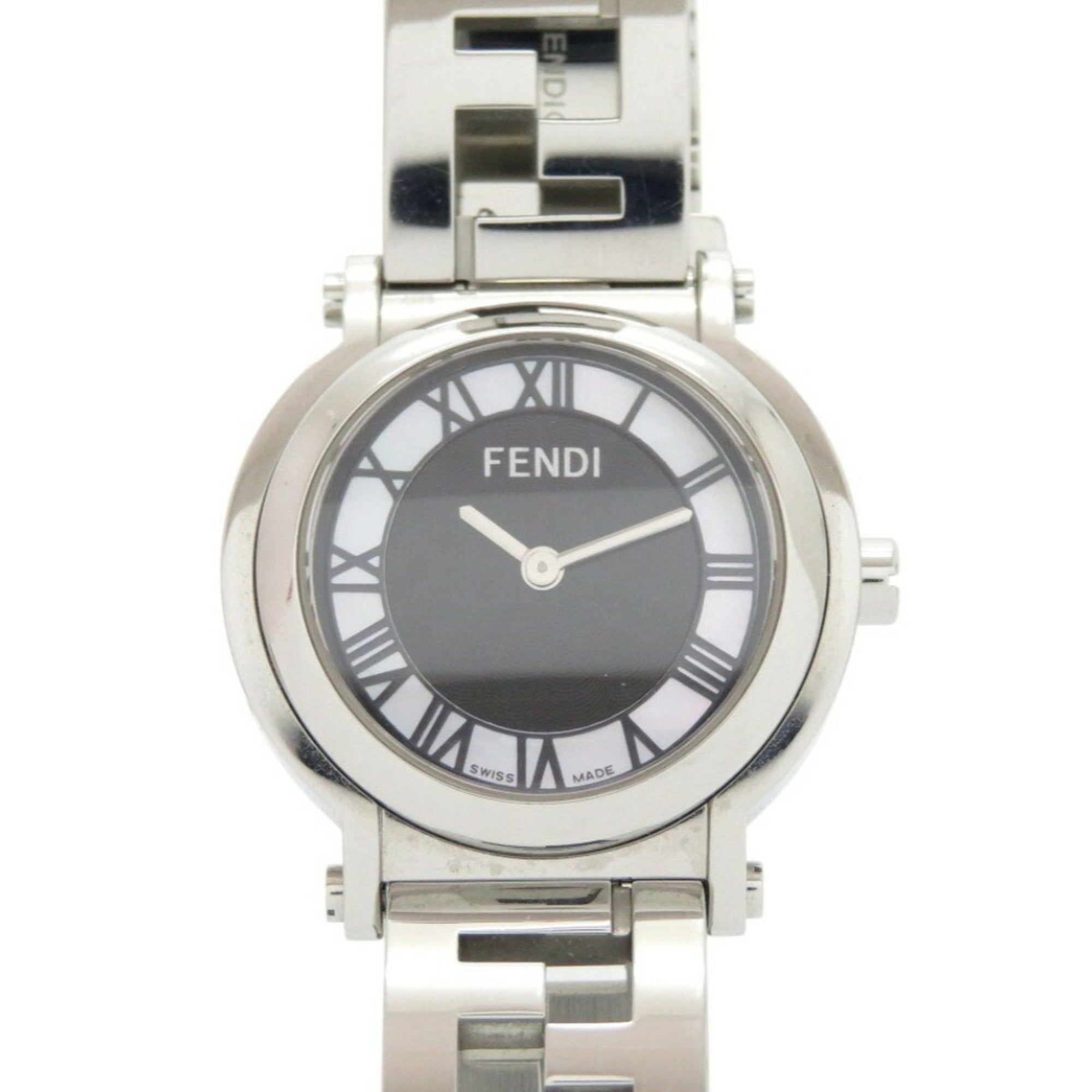 Fendi 6100L Caredro Shell Stainless Steel Black Quartz Watch with Dial 0556FENDI