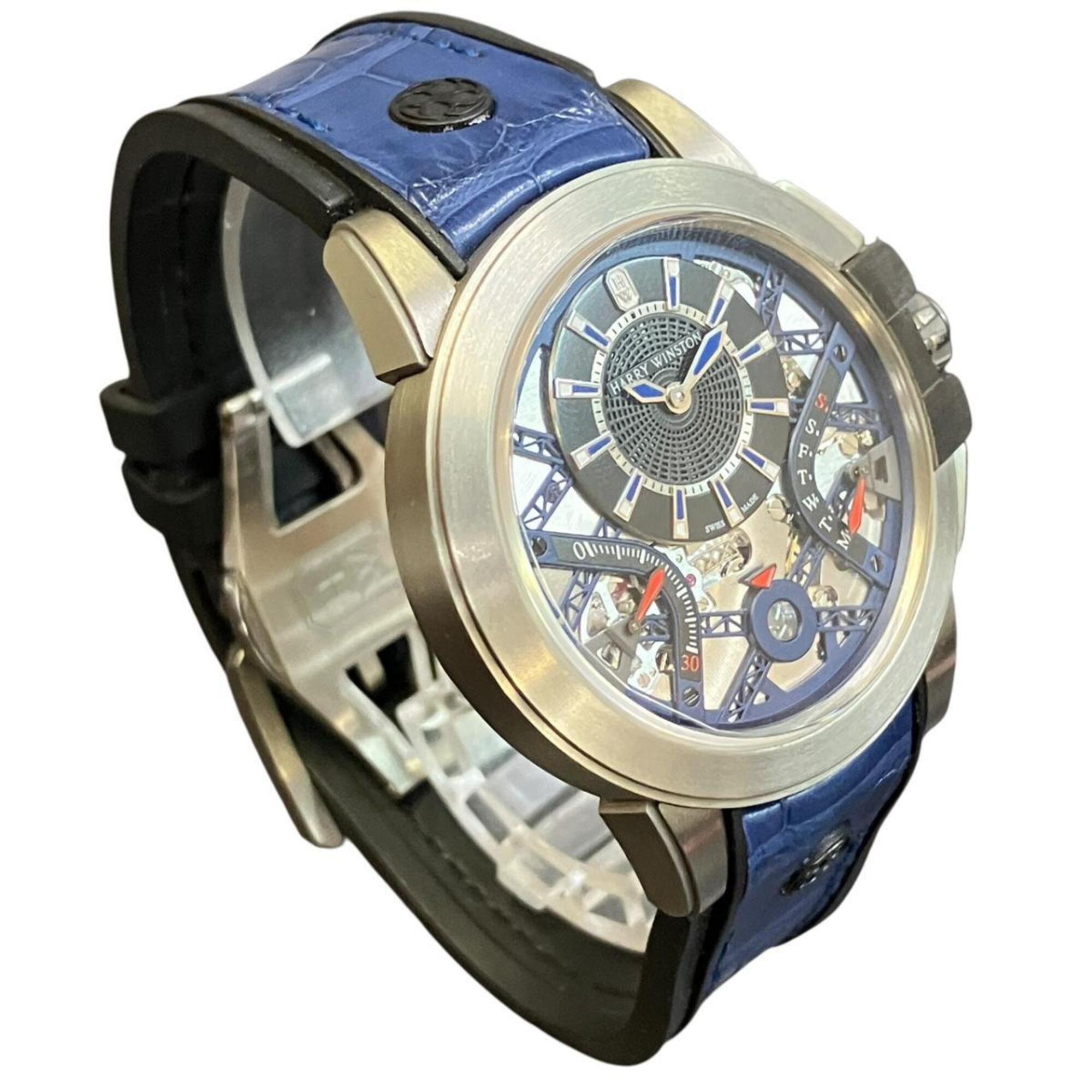 Harry Winston Ocean Project Z10, Limited Edition of 300 Pieces Worldwide, Total Weight 99.8g, Genuine Leather Strap, Automatic Movement, Silver Dial, OCEABI42ZZ001
