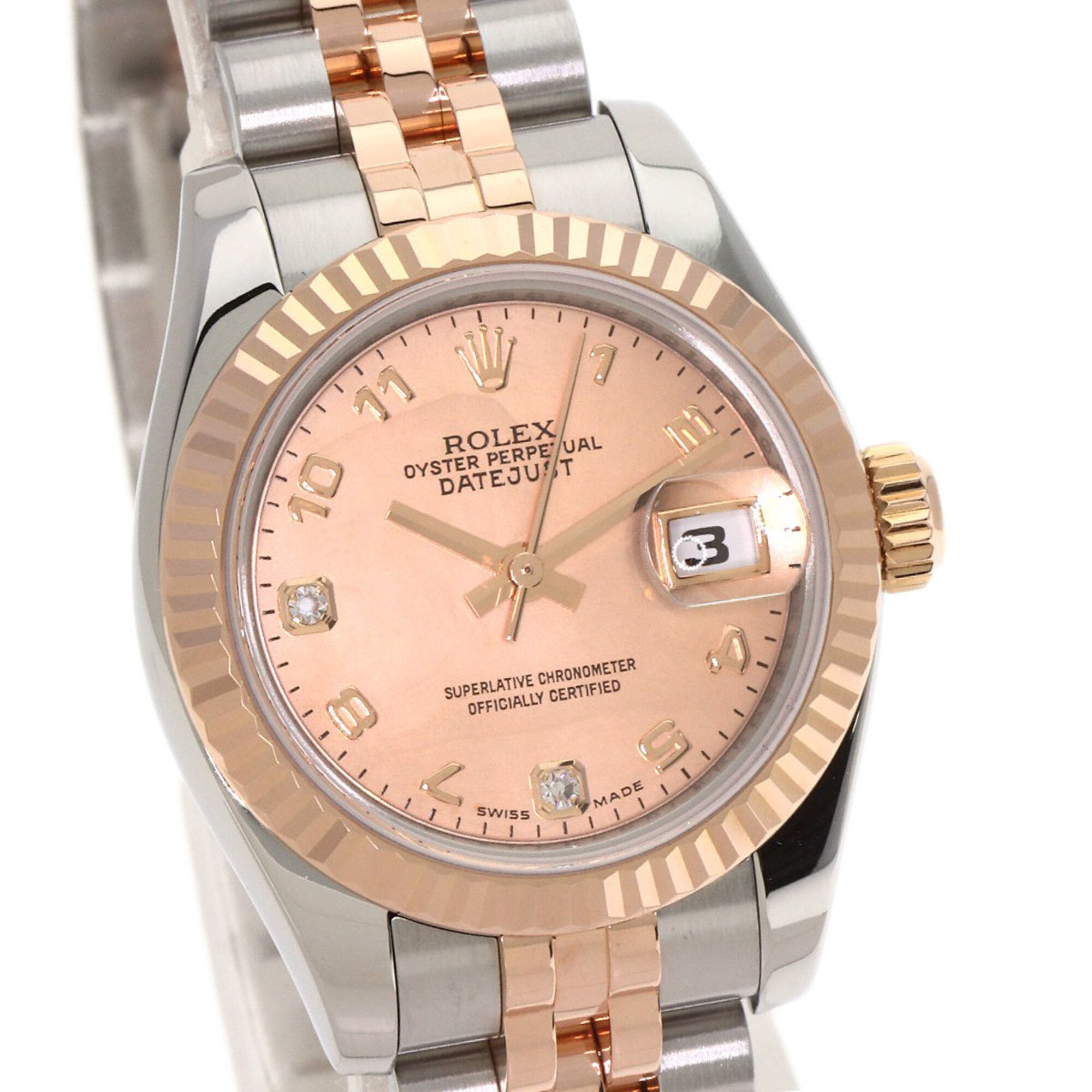 Montre Rolex 179171N2BR Datejust 2P « Diamond Gold Dust » en acier inoxydable SSxK18PG Everose pour femme ROLEX
