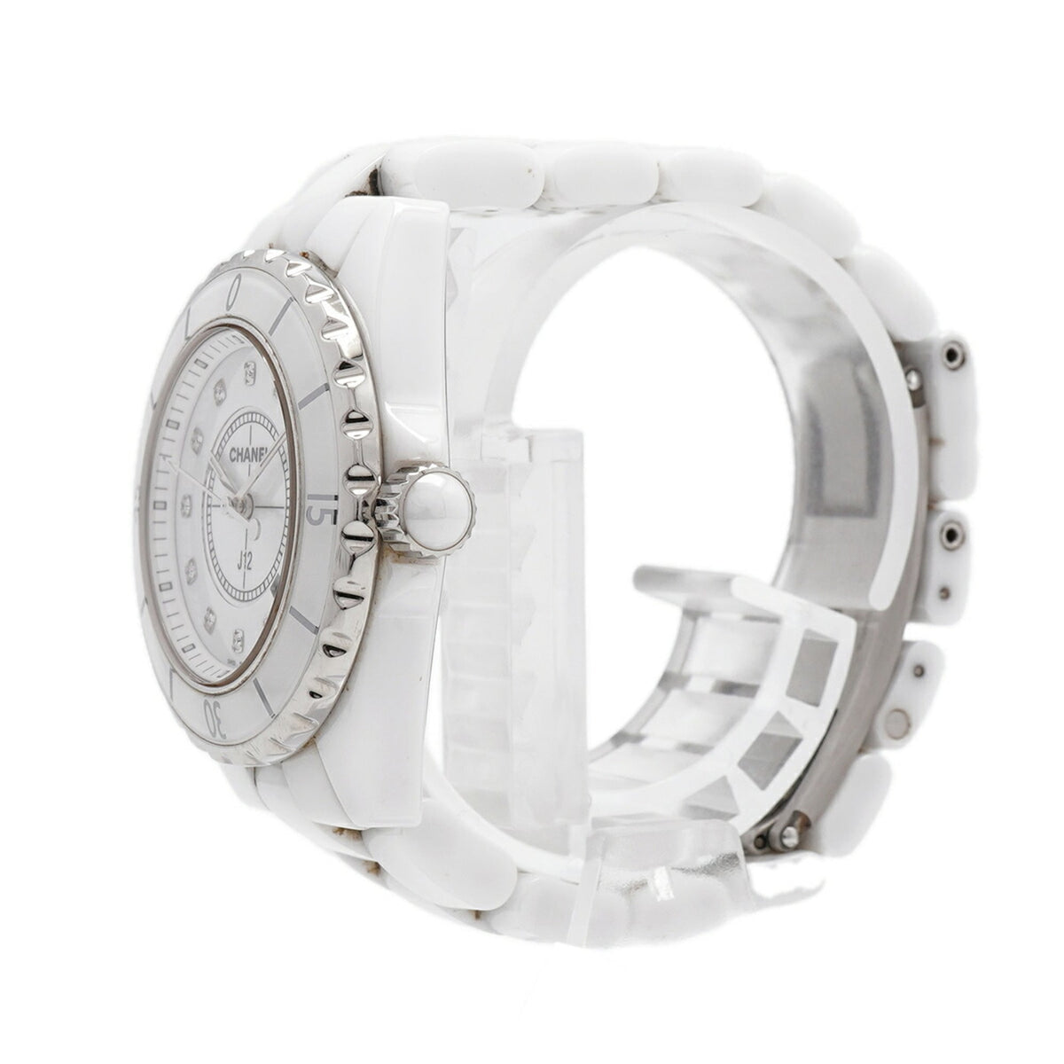 Chanel J12 12P Diamond H1628 White Dial 33mm Watch