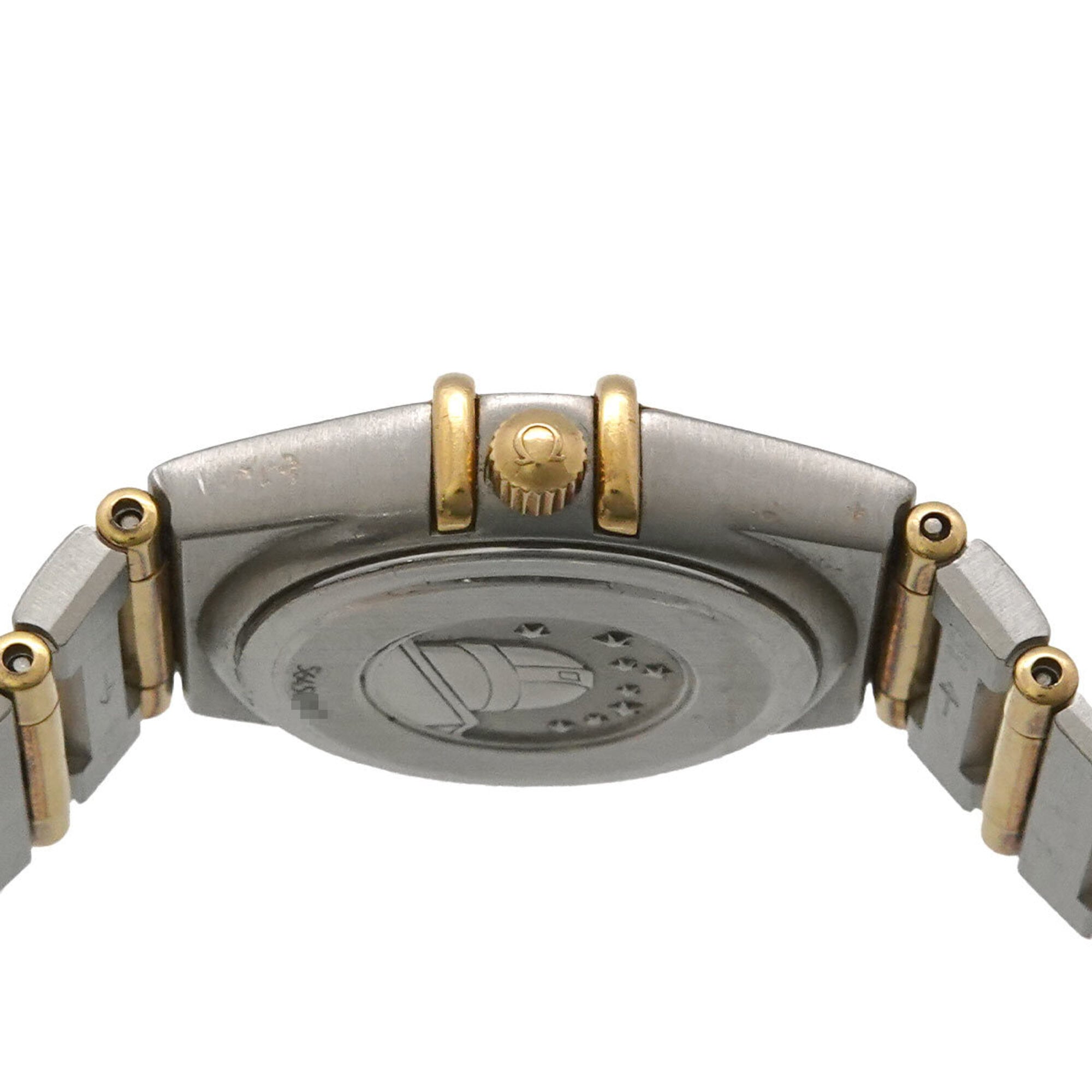 Omega Constellation Mini Combination 1262 75 Ladies' with 12 Diamonds White Shell Yellow Gold Quartz Movement