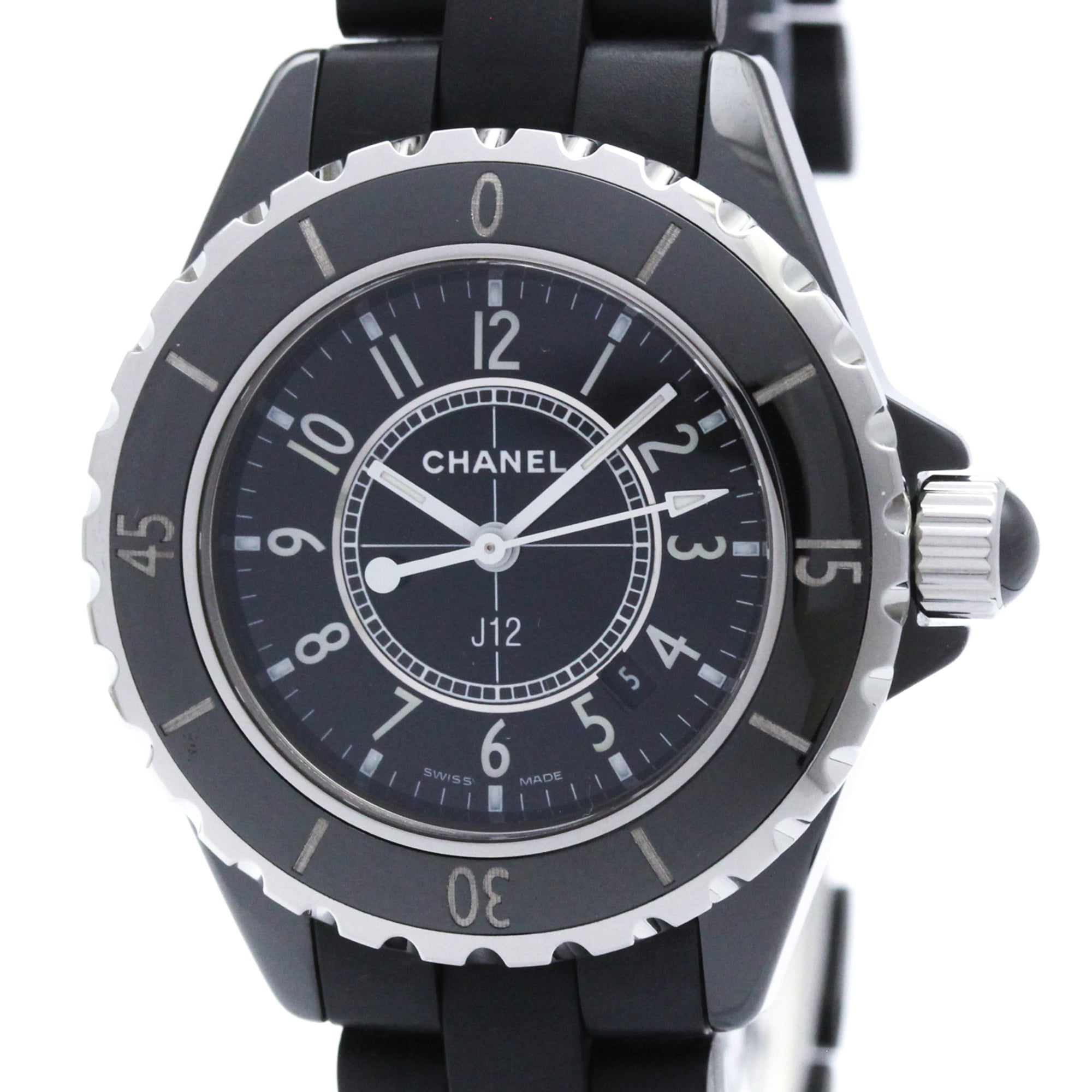 CHANEL J12 Ceramic Rubber Quartz Ladies Watch H0681 Polished