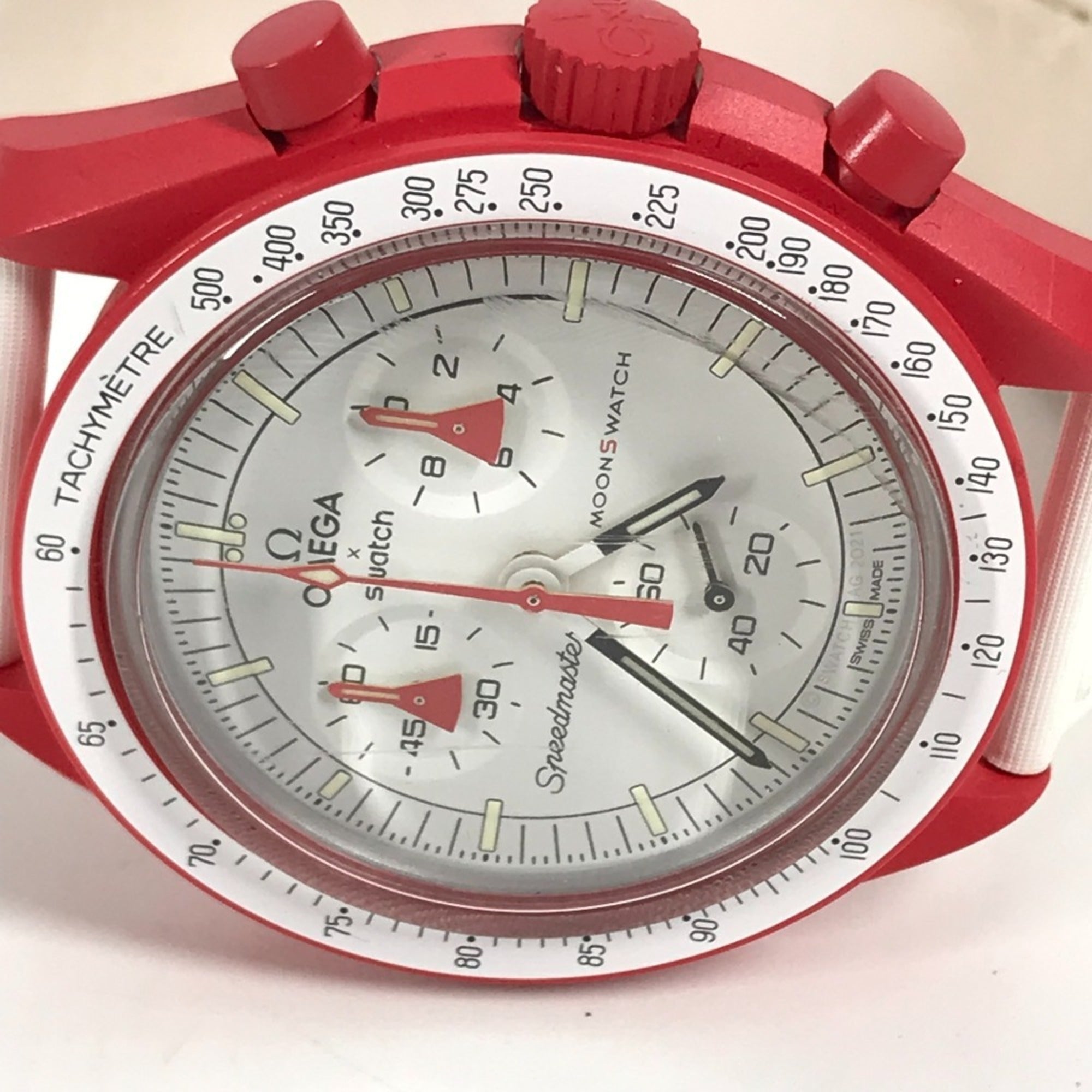 OMEGA Swatch SO33R100 Omega collaboration Moon MISSION TO MARS Mars watch for women, red