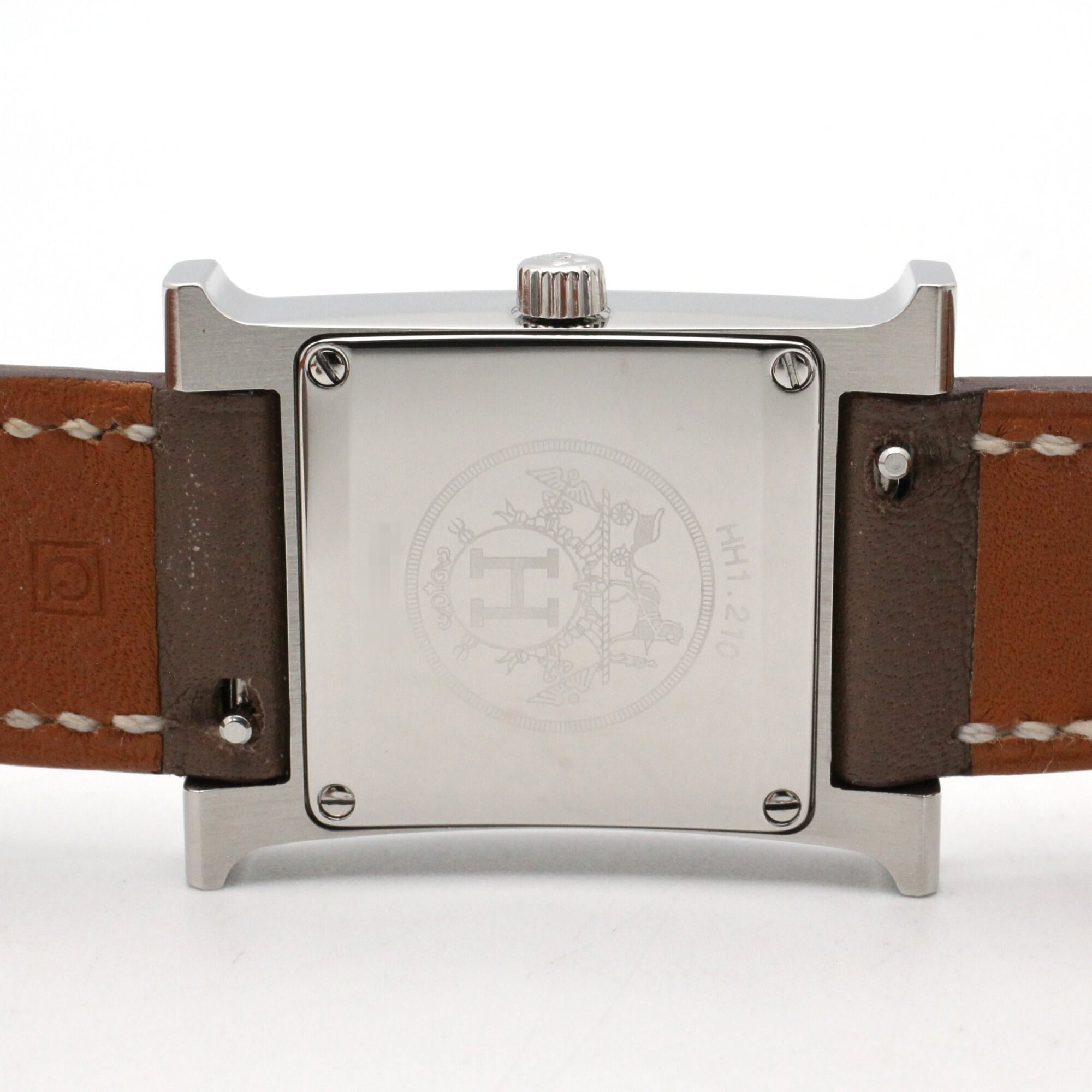 Hermes H- Double Tour Wrist Stainless Steel Leather Strap Wo White (HH1.210)