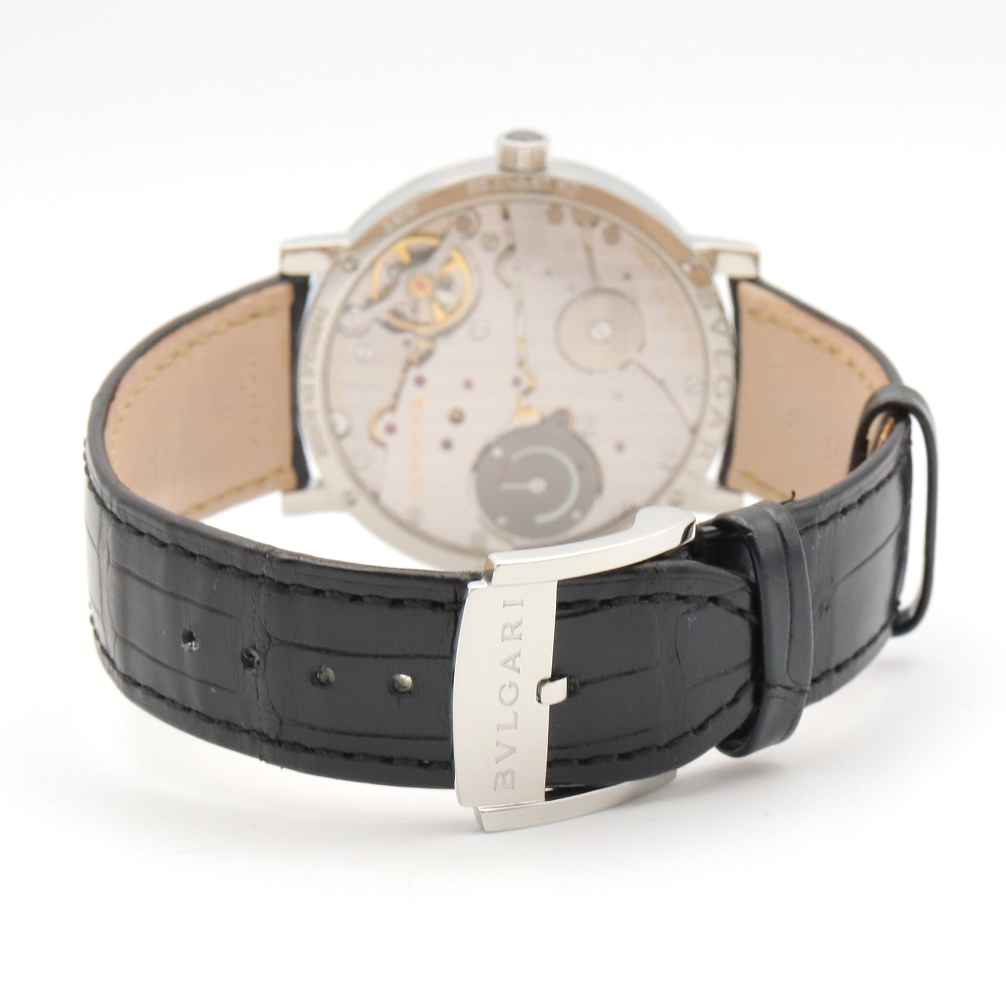 Montre Bulgari BVLGARI Roma Finissimo pour homme, acier inoxydable et cuir Noir référence BB41SXTRO