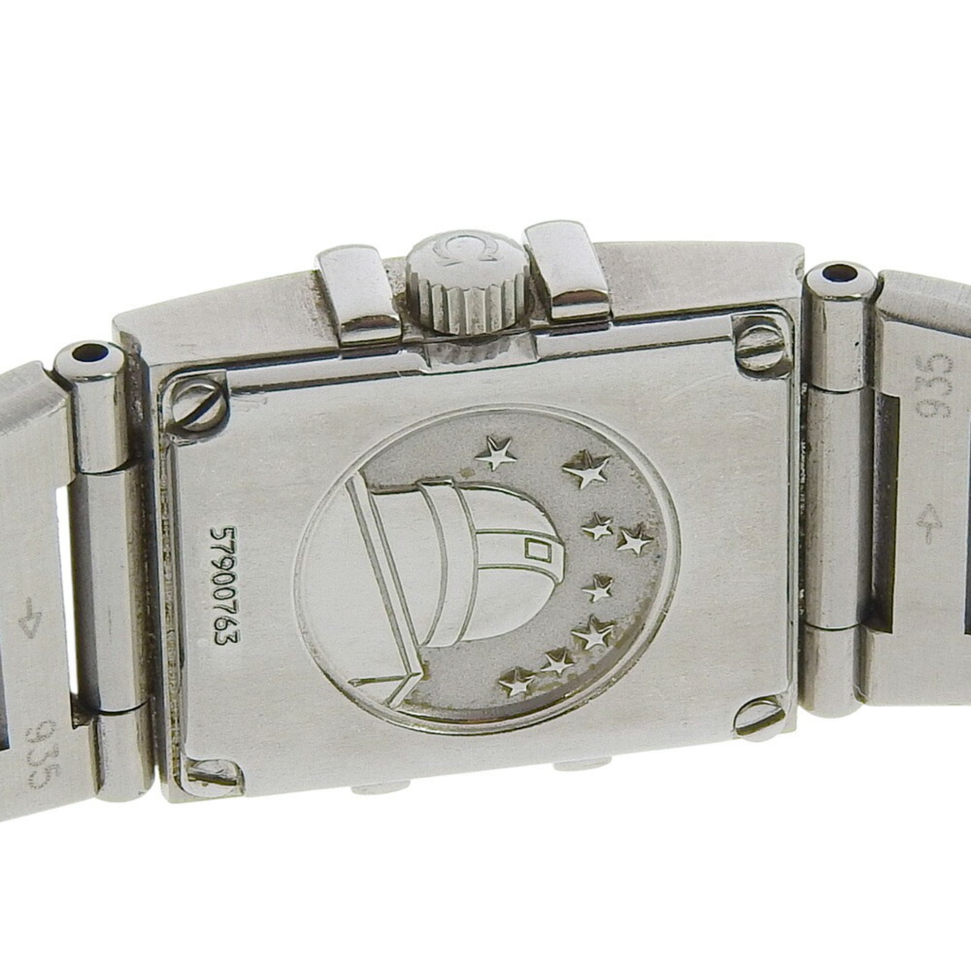 OMEGA Constellation Carree Uhr 1531.71 Edelstahl 1998 Quarz Analoganzeige Weiß Muschelzifferblatt Damenuhr