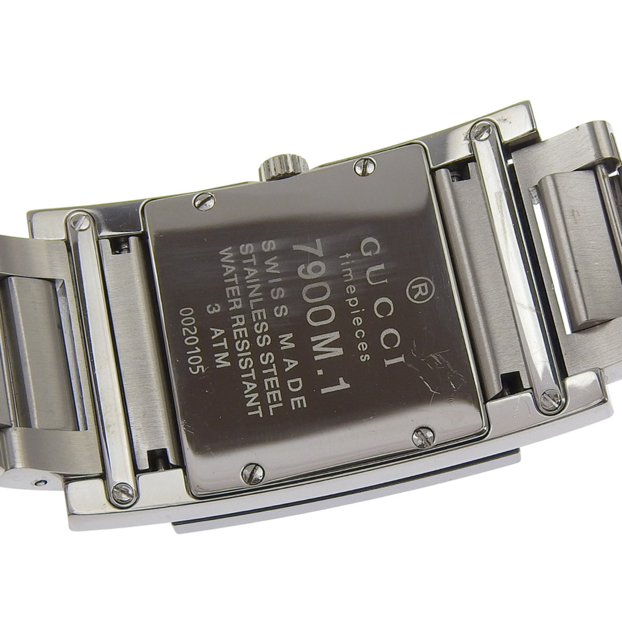 Gucci G Metro-horloge 7900M.1, roestvrij staal, quartz, analoog display, zwarte wijzerplaat, damesmodel