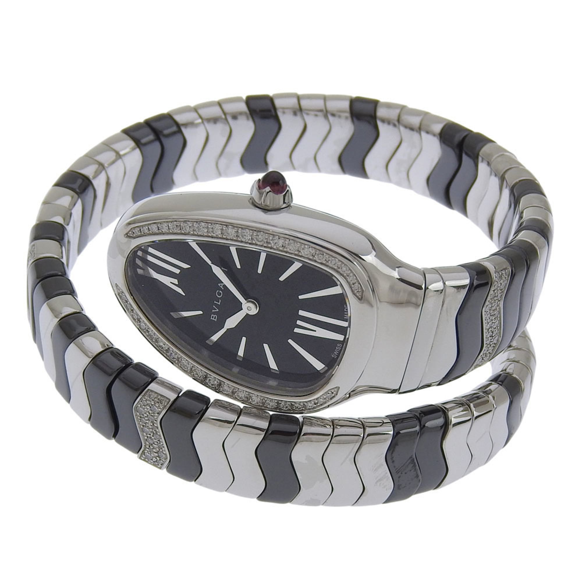 Like New Bulgari BVLGARI Serpenti Tubogas Snake Single Spiral SP35S SP35BBSDBCSD1 Diamond