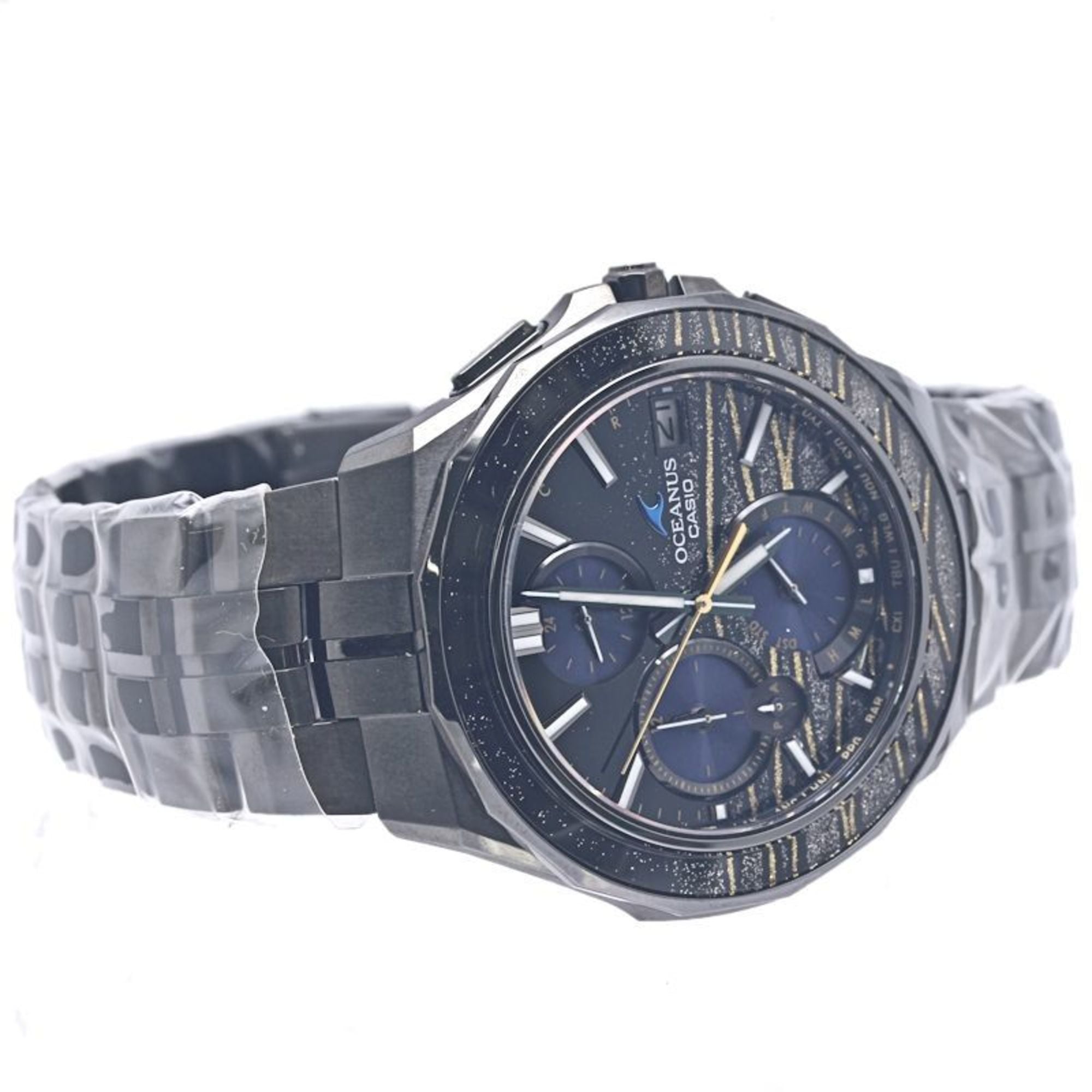 CASIO Oceanus Manta OCW-S5000MES-1AJR herenhorloge van titanium met Maki-Bokashi-goudkleurig rimpelpatroon (gelimiteerde oplage van 300 stuks) 40277