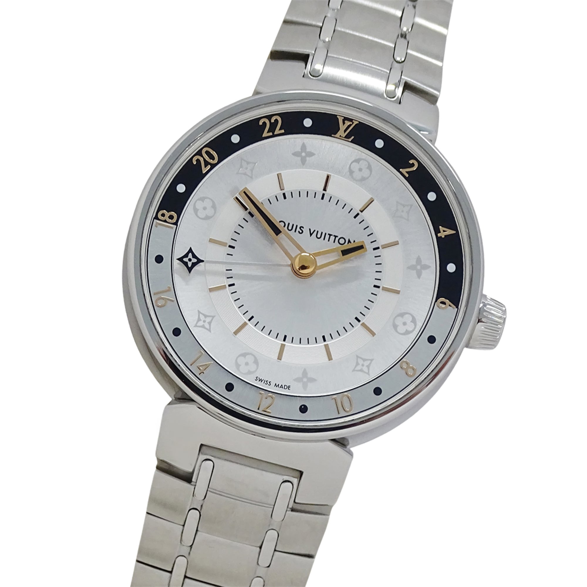 Louis Vuitton Tambour Moon Dual Time QA104 Silver Dial 35mm Watch