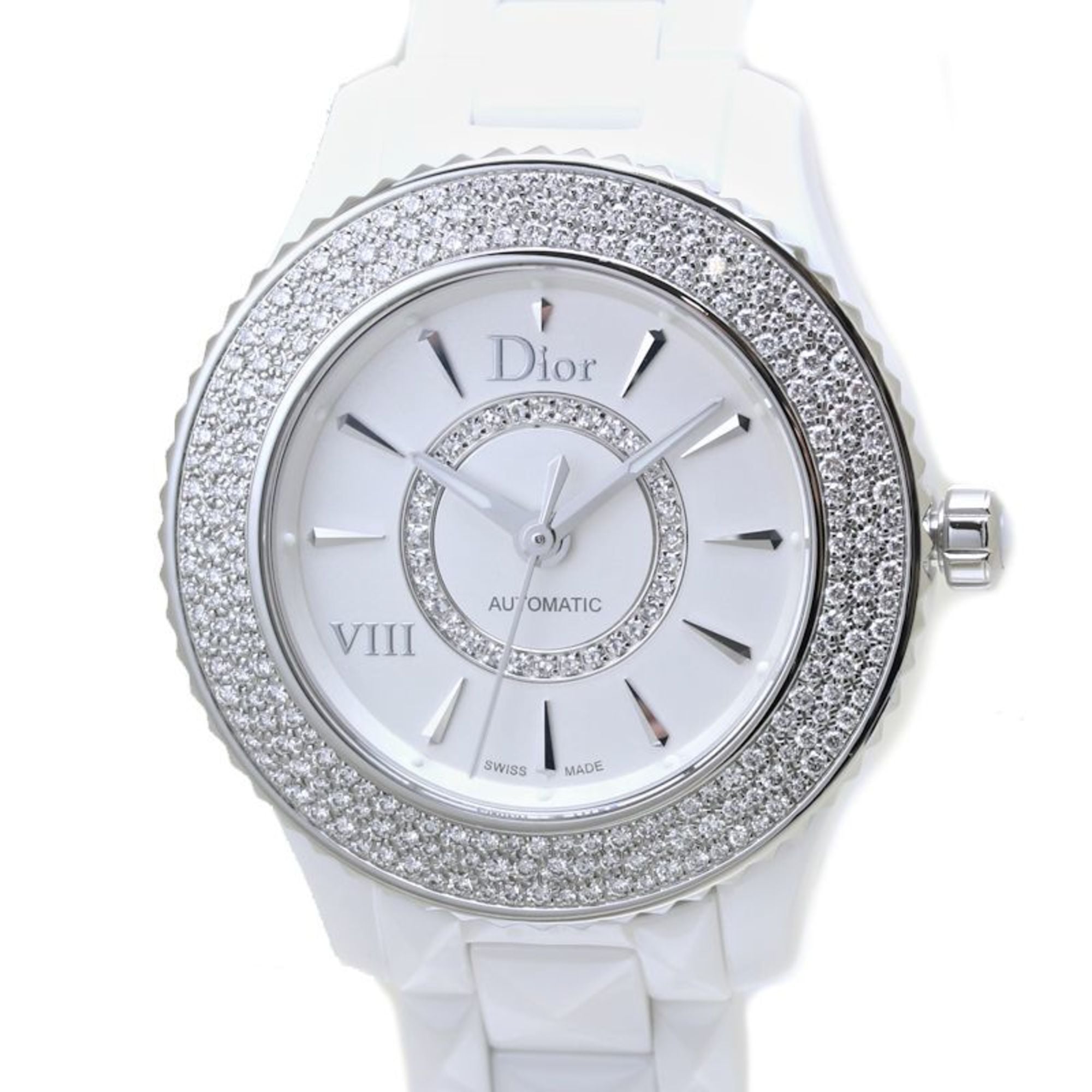 Christian Dior VIII On Huit Diamond CD1235E5C001 White Ceramic xSS Women's 39820