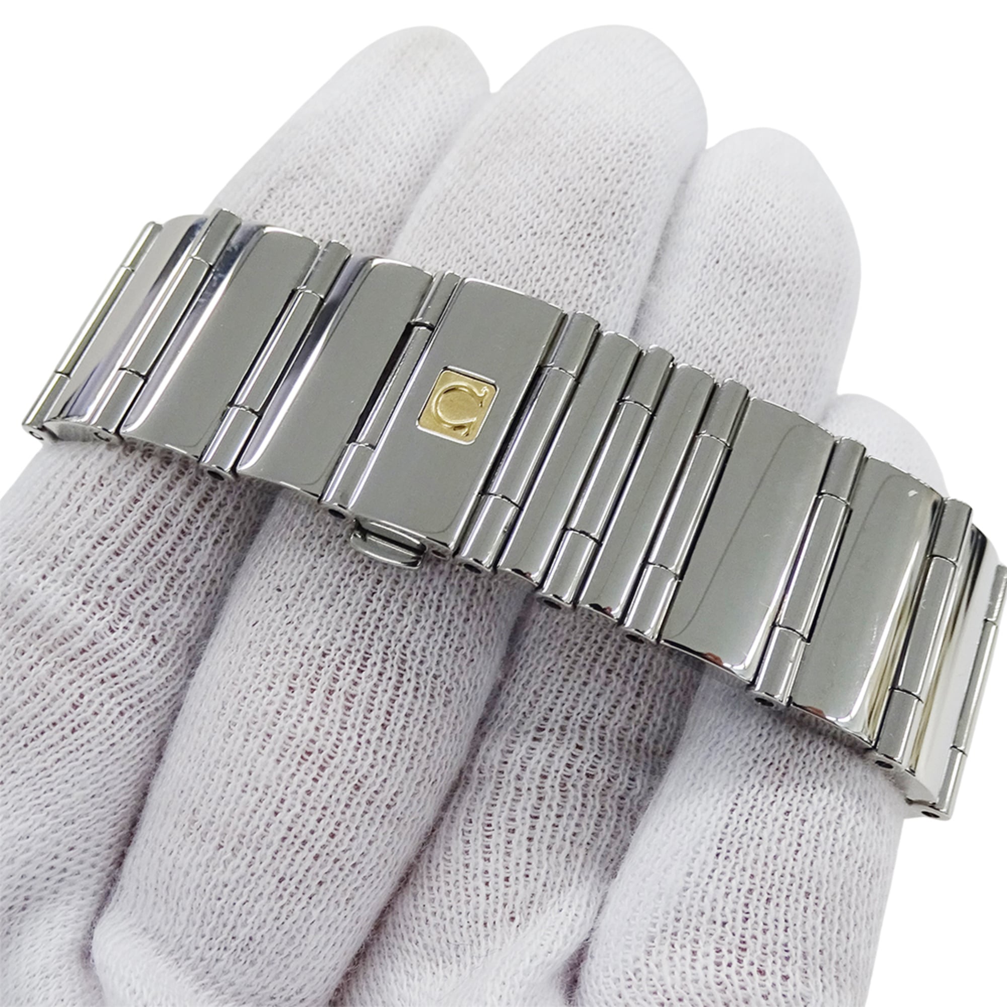 Omega Constellation Carre Quadra 1528.46 dameshorloge, merknaam, diamant, kwarts uurwerk, roestvrij staal (SS), zilver, zwart, vierkante kast