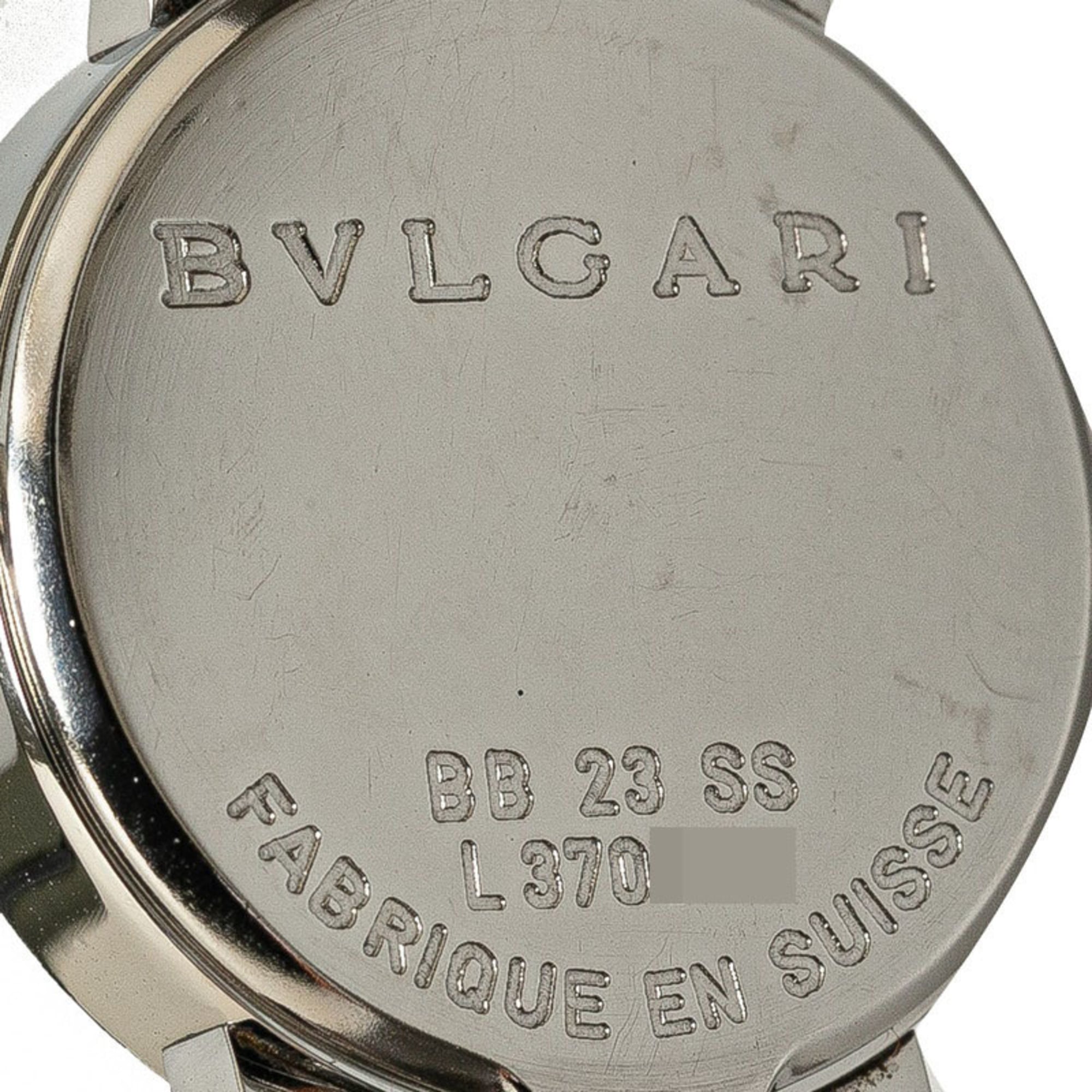 BVLGARI Uhr BB23SS Quarz Schwarz Zifferblatt, Edelstahl, Damenuhr
