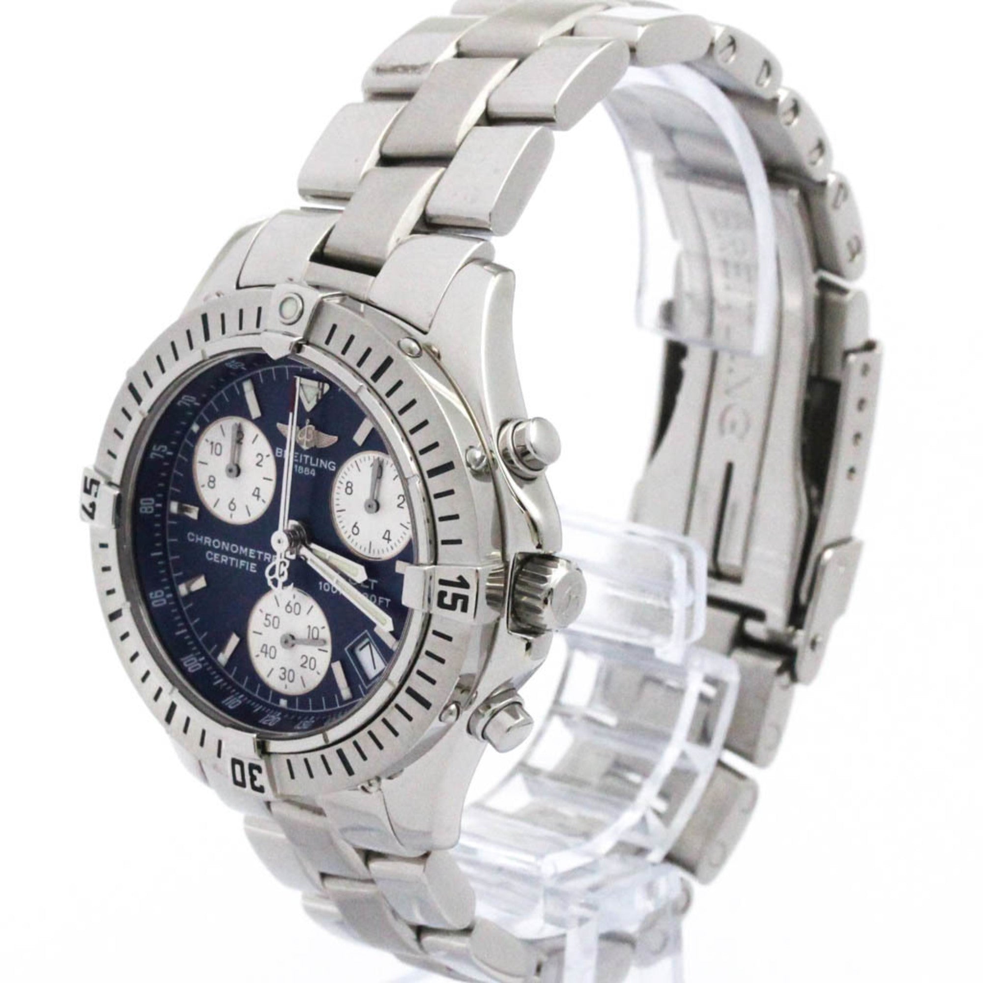 BREITLING Chrono Colt Steel Quartz Mens Watch A73350 Polished
