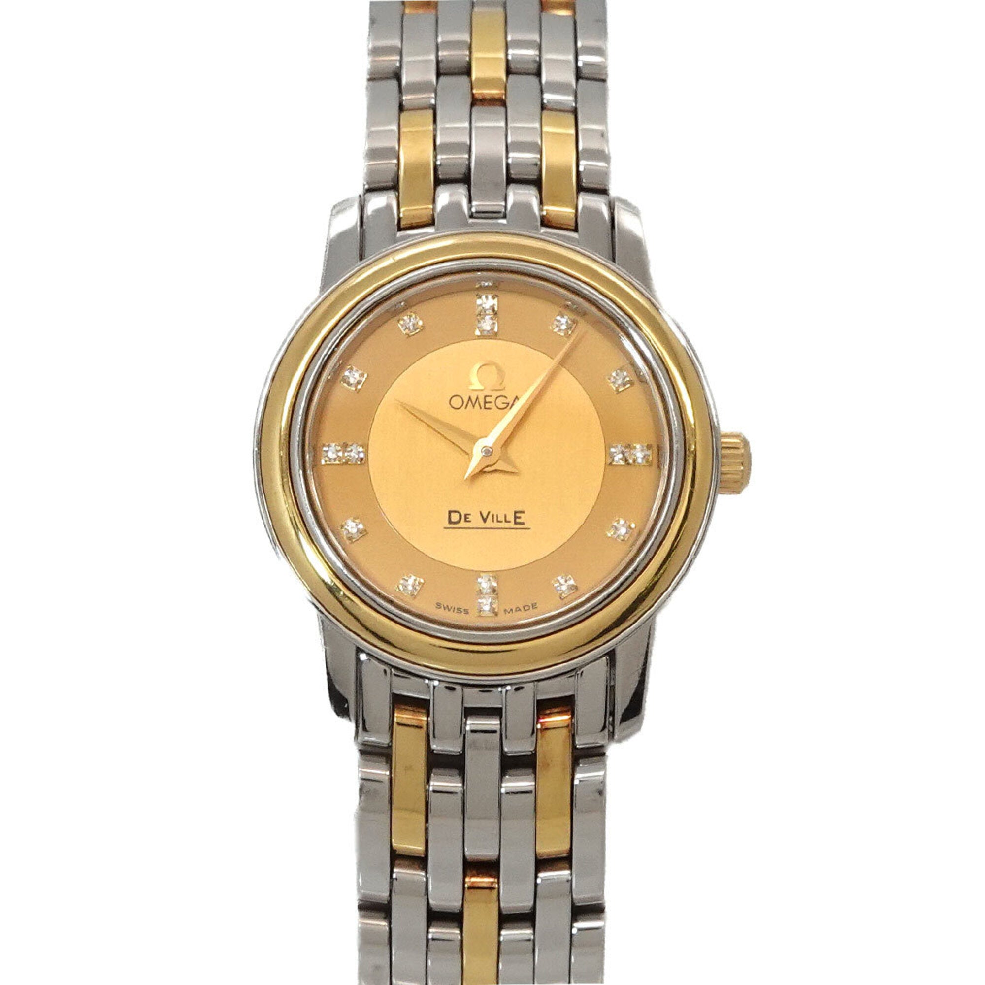 Omega De Ville Prestige Combination 4370 16 Ladies' Watch 16P Diamond Gold YG Quartz