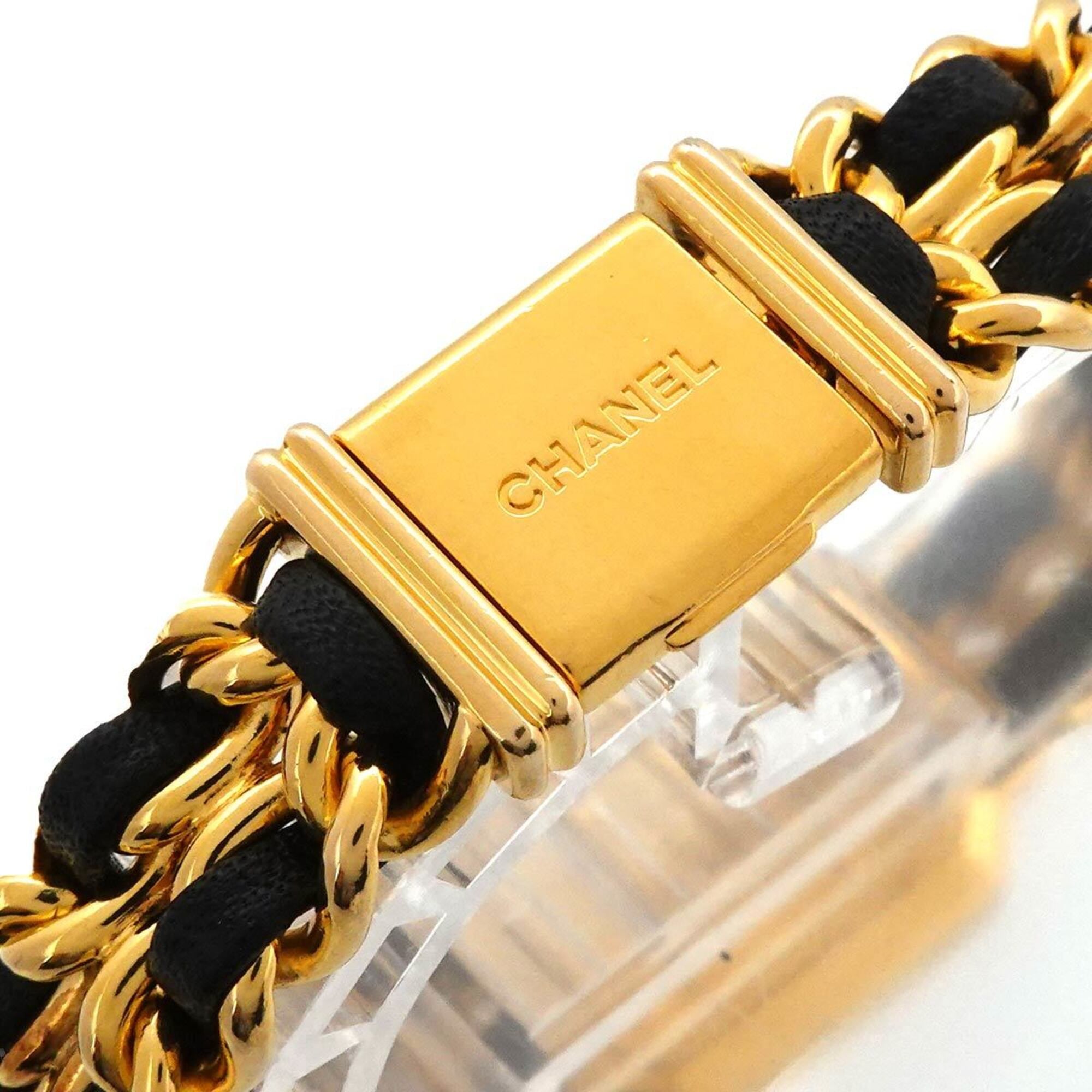 Chanel Premiere Large Size H0001 Wo Black Gold Quartz
