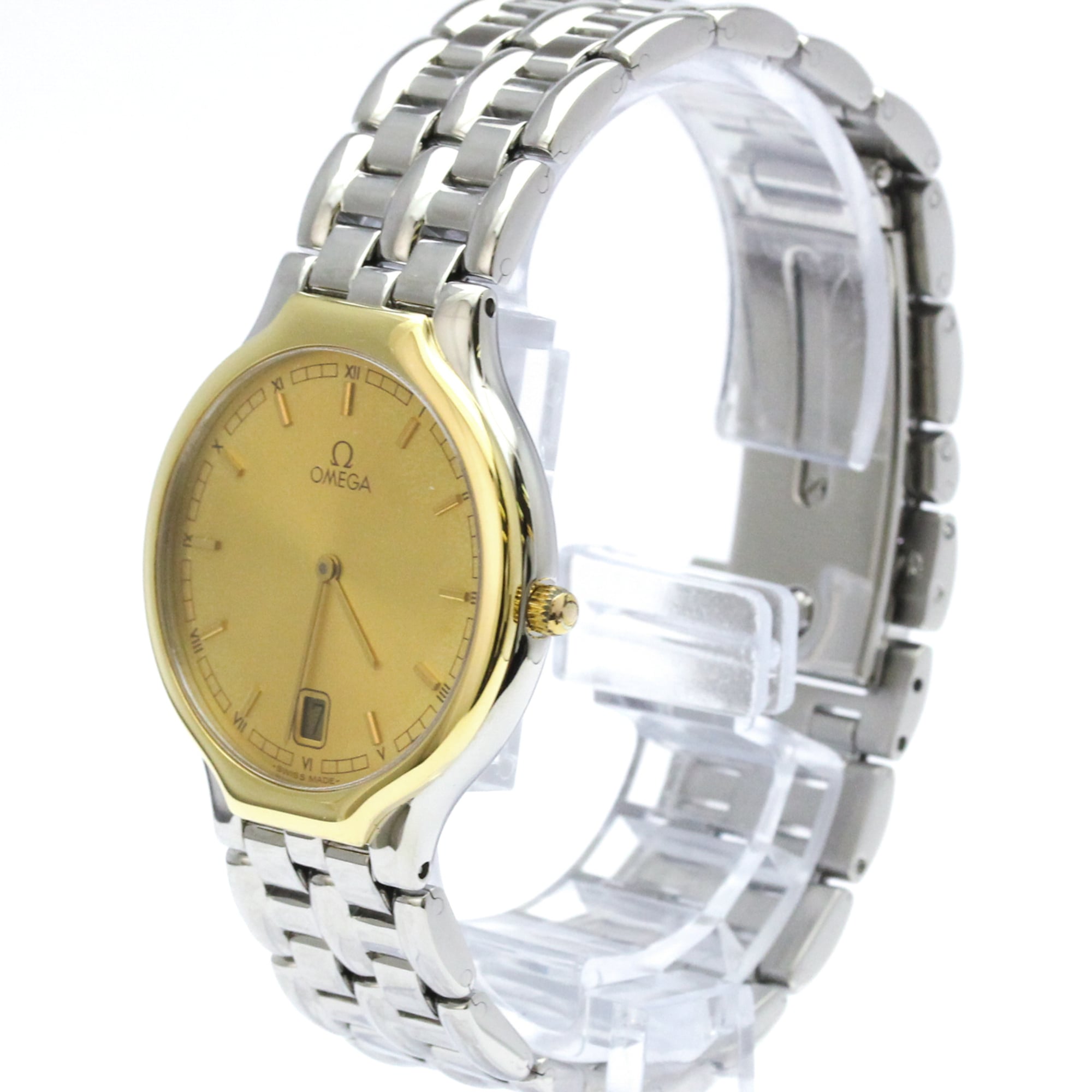 OMEGA De Ville K18 Gold Steel Quartz Mens Watch 196.0316 Polished