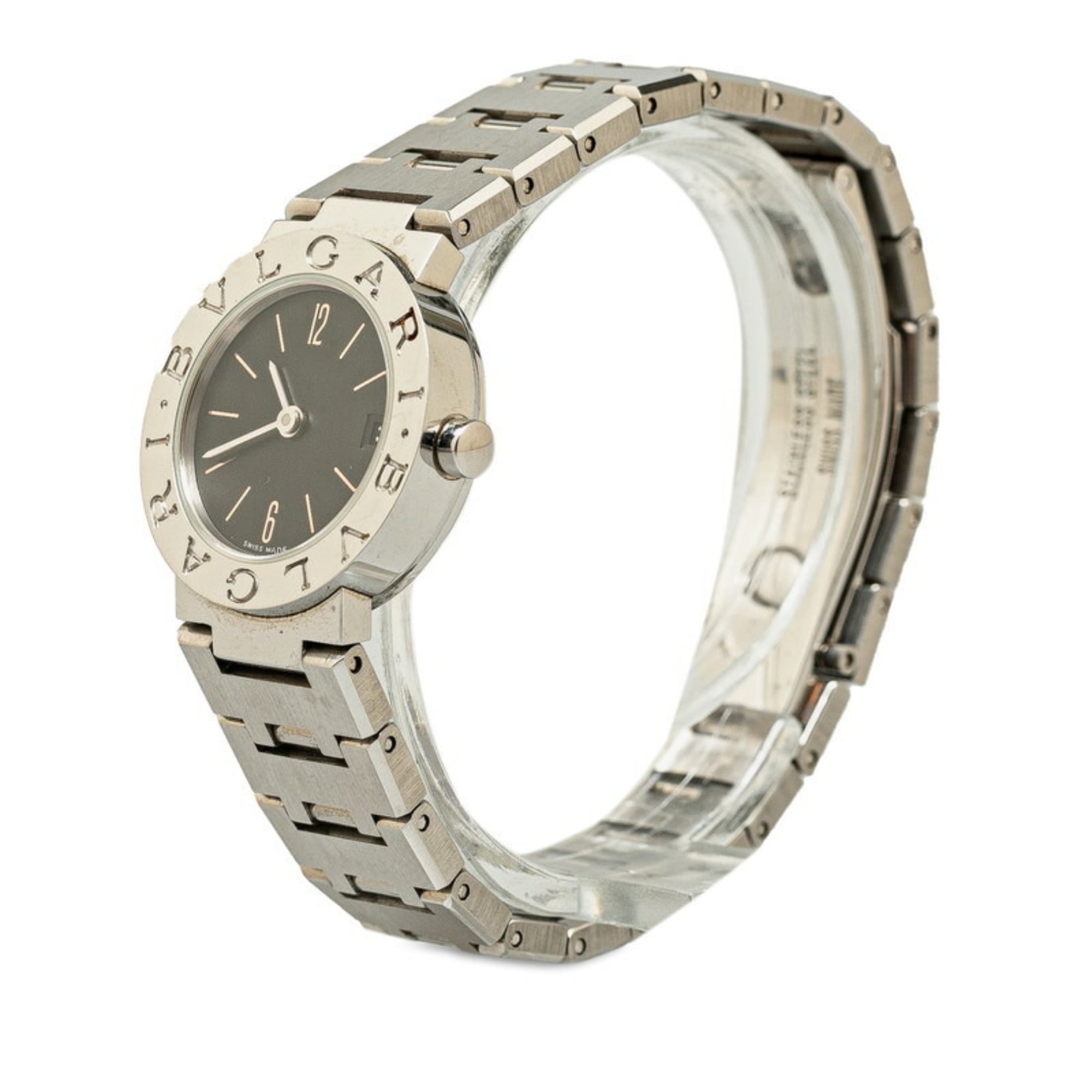 BVLGARI Uhr BB23SS Quarz Schwarz Zifferblatt, Edelstahl, Damenuhr