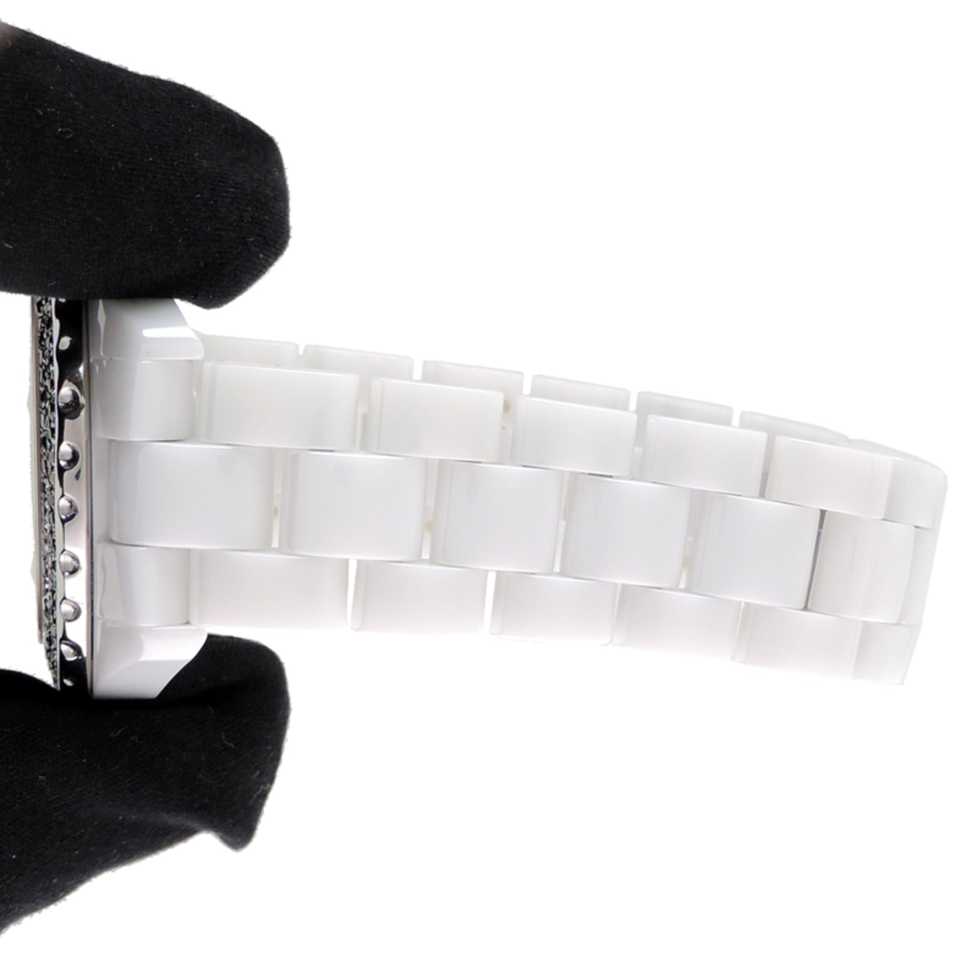 Chanel J12 38 mm Lünette mit Schwarz Diamanten, Damenuhr H0970