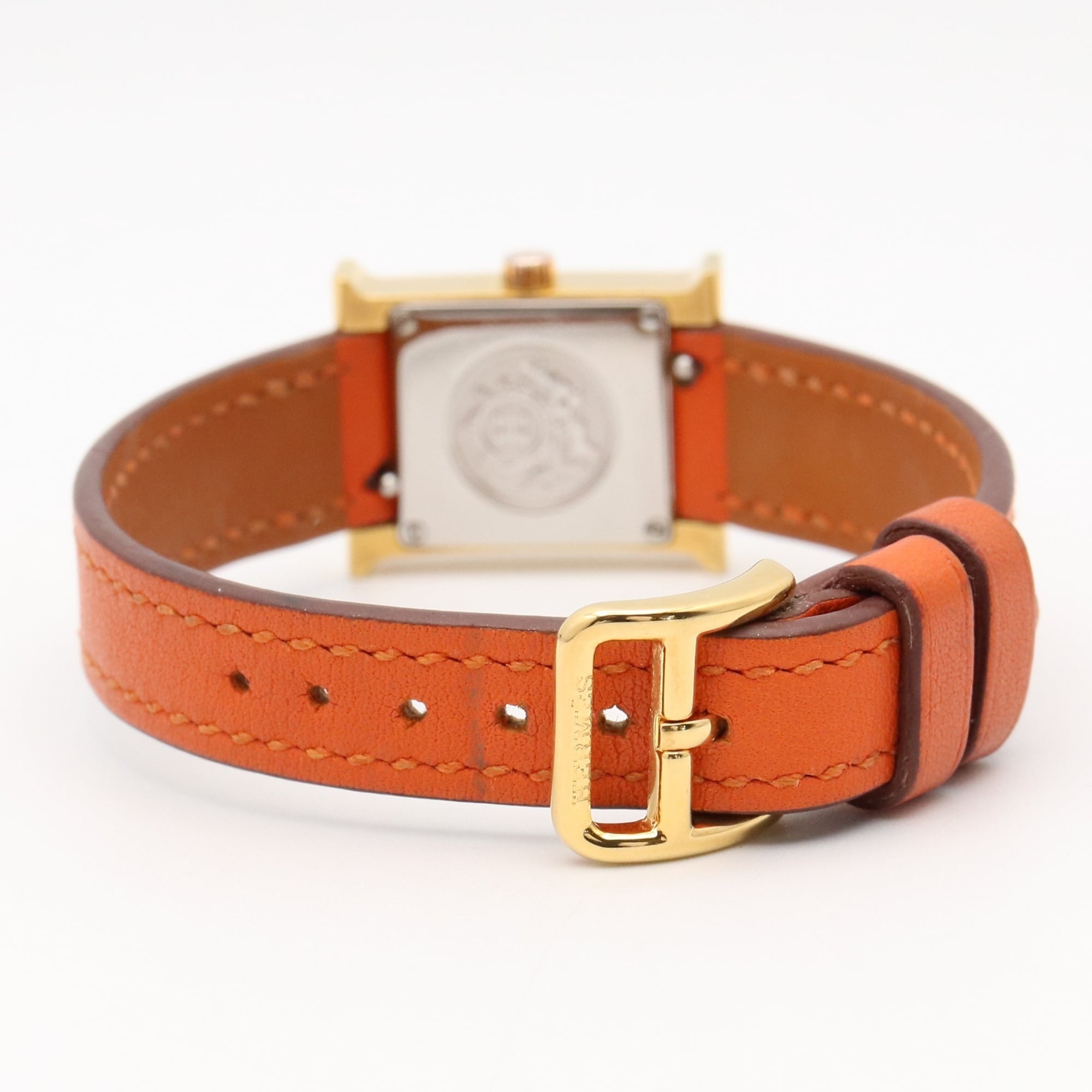 Hermes H-Watch HH1.101 White Dial Gold plated 17mm Watch