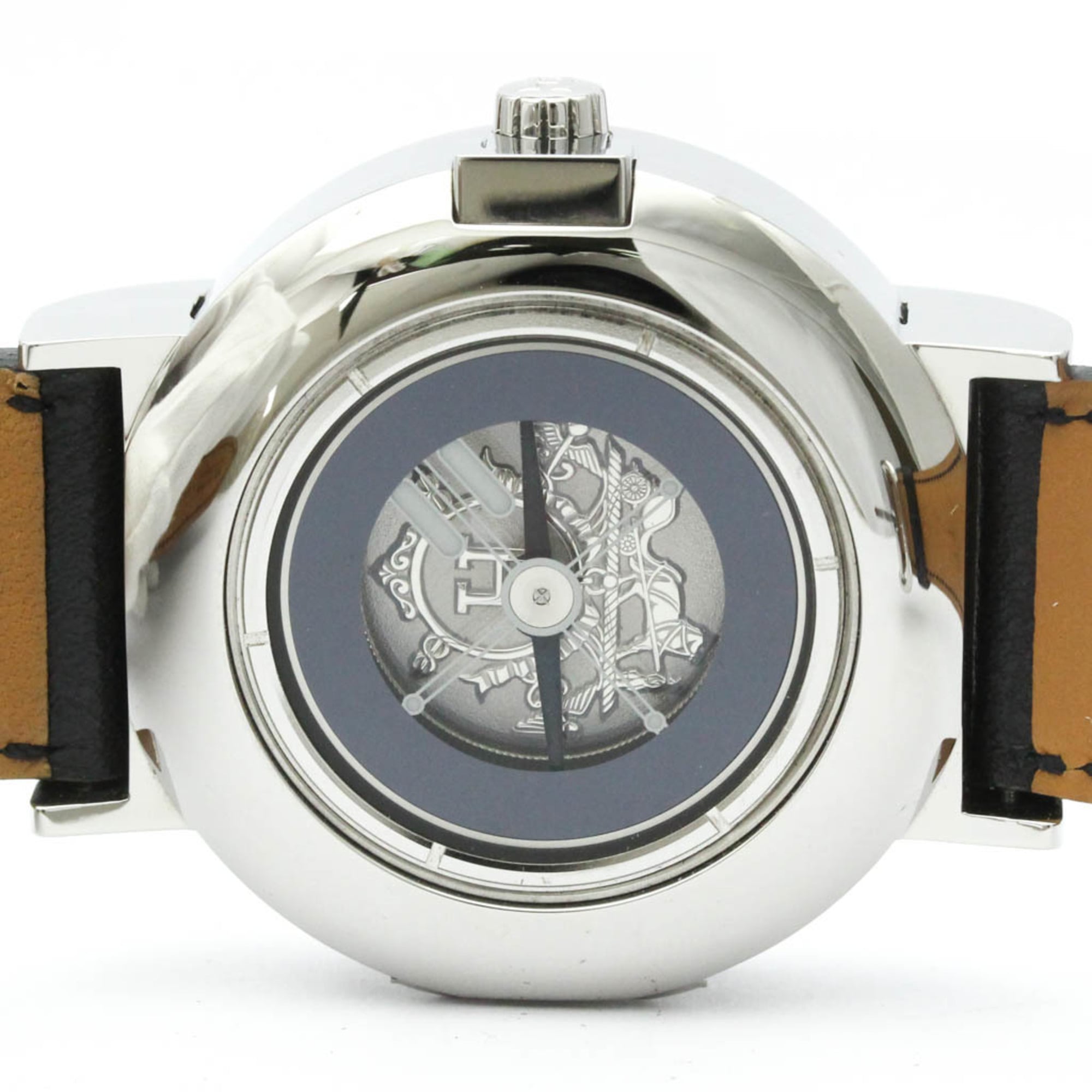 HERMES Nomade Compass Steel Auto Quartz Mens Watch NO2.910 Polished