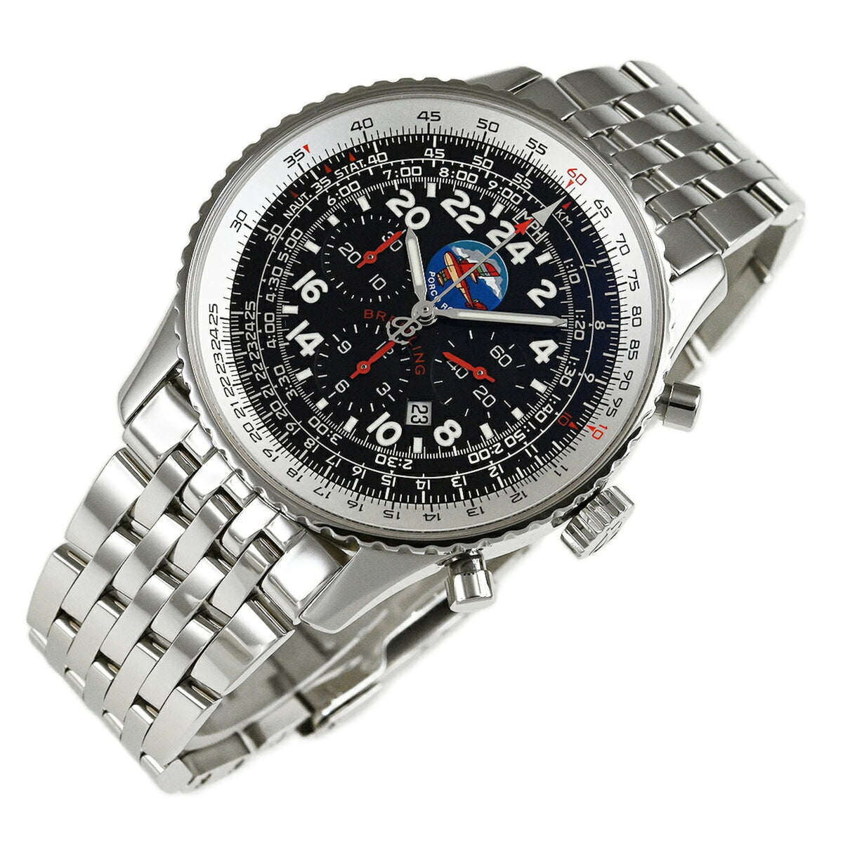 Breitling Navitimer Cosmonaut Flyback Porco Rosso A222BPRNP (A22322) Schwarz Zifferblatt 41 mm Uhr