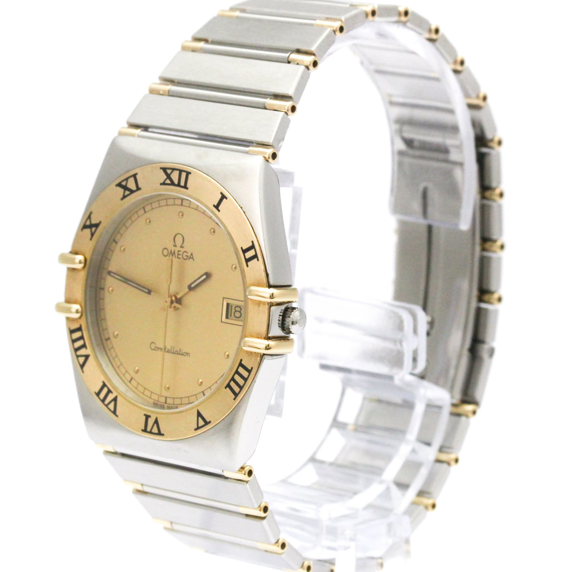 OMEGA Constellation 18K Gold Steel Quartz Mens Watch 396.1080 Polished