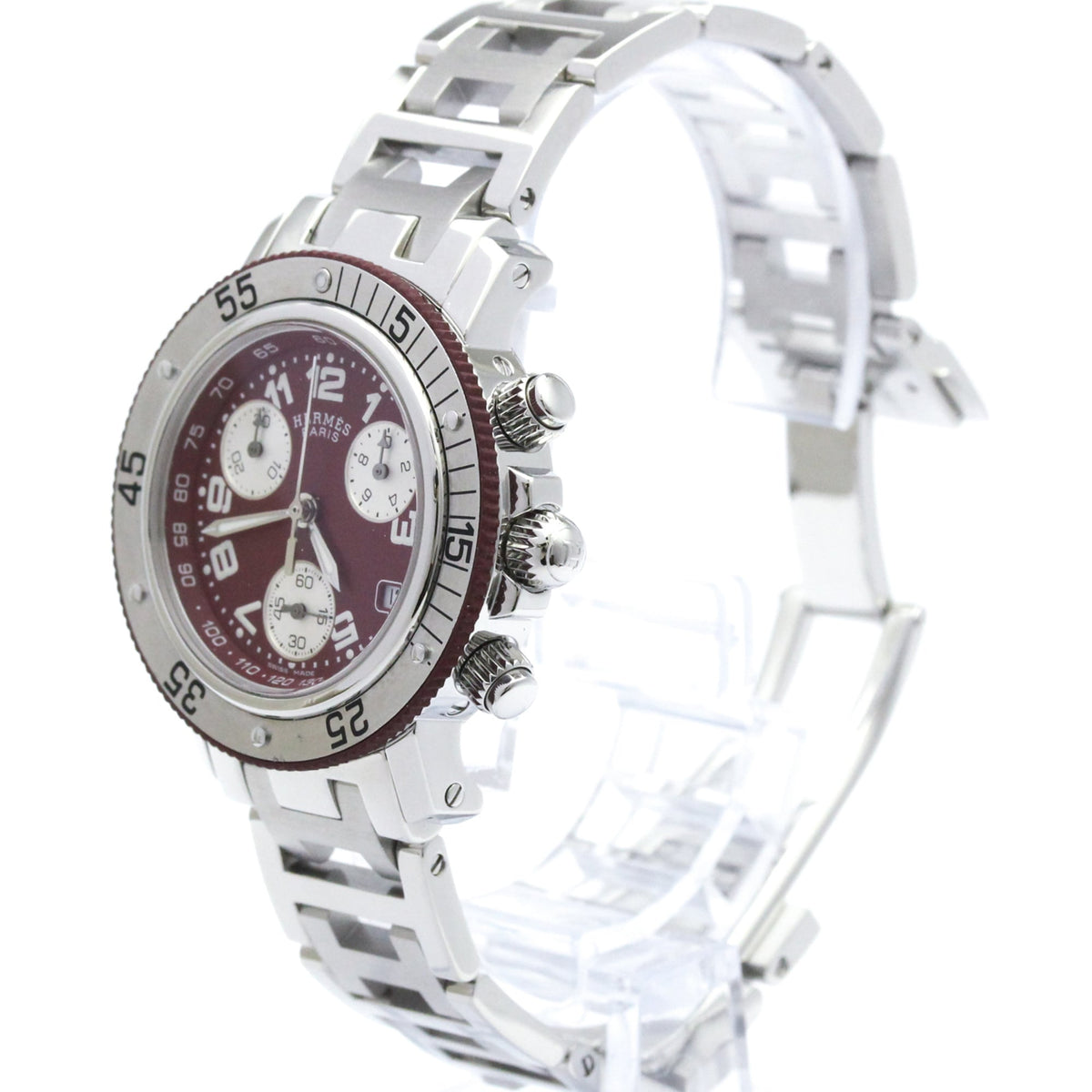 Hermes Clipper CL2.318 Bordeaux Zifferblatt 33 mm Uhr