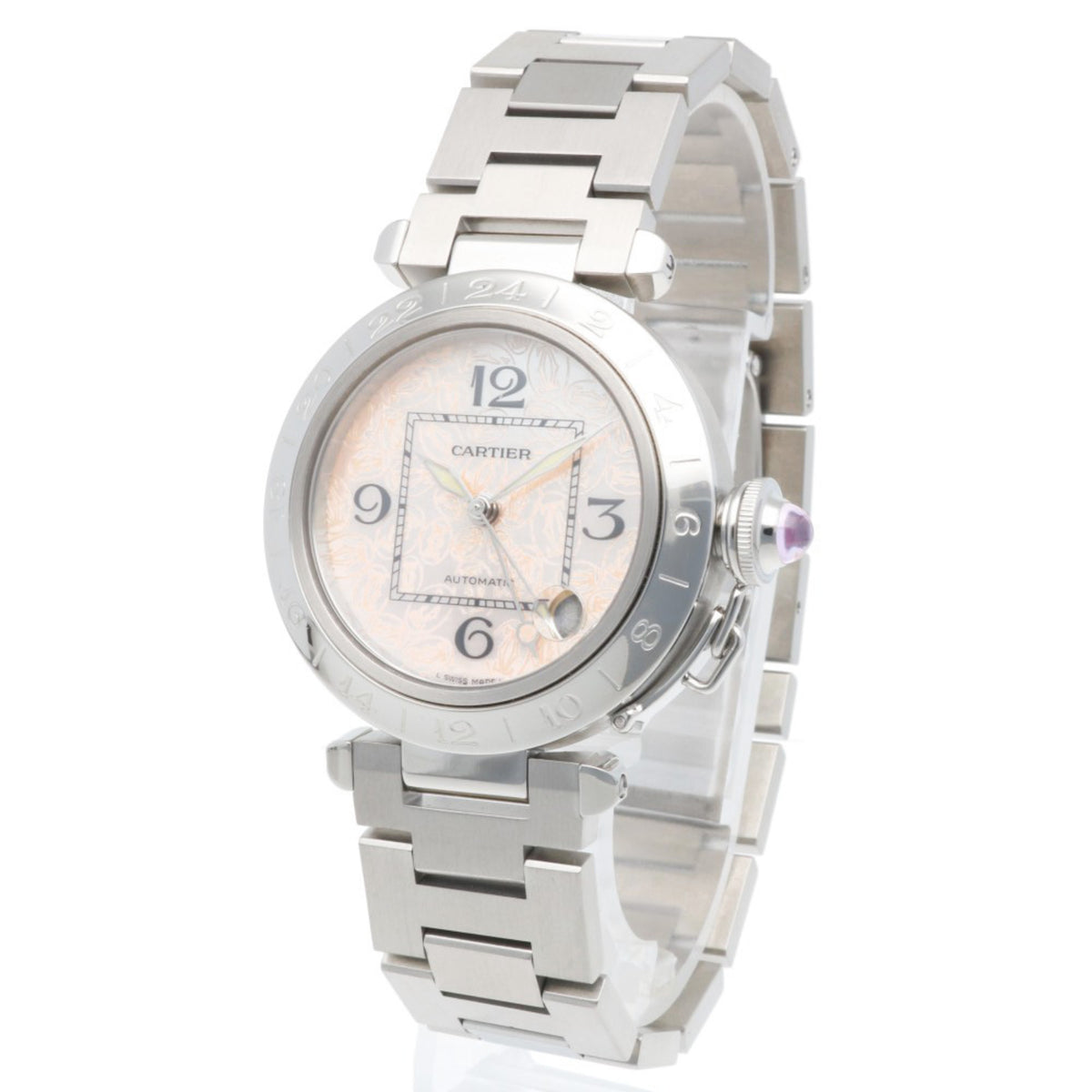 Cartier Pasha C Chronograph 2377 Rosa Zifferblatt in Muscheloptik, 35 mm Uhr