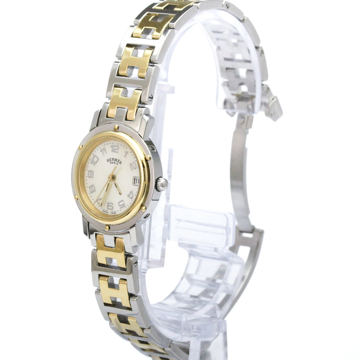 Hermes Clipper CL4.220 Pink shell Dial 24mm Watch