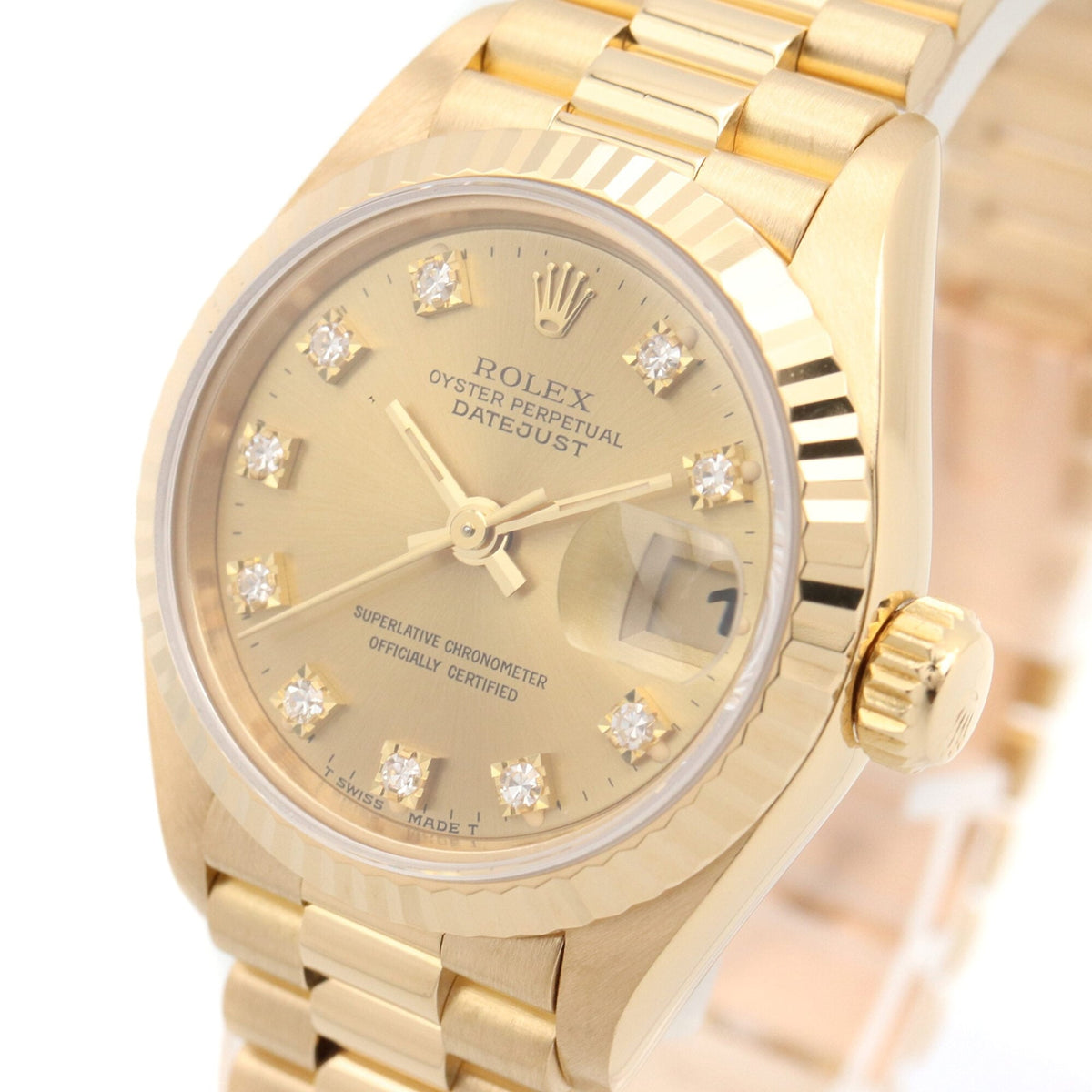 Rolex Datejust 10P Diamond 69178G Champagner, goldenes Zifferblatt, 26 mm Uhr
