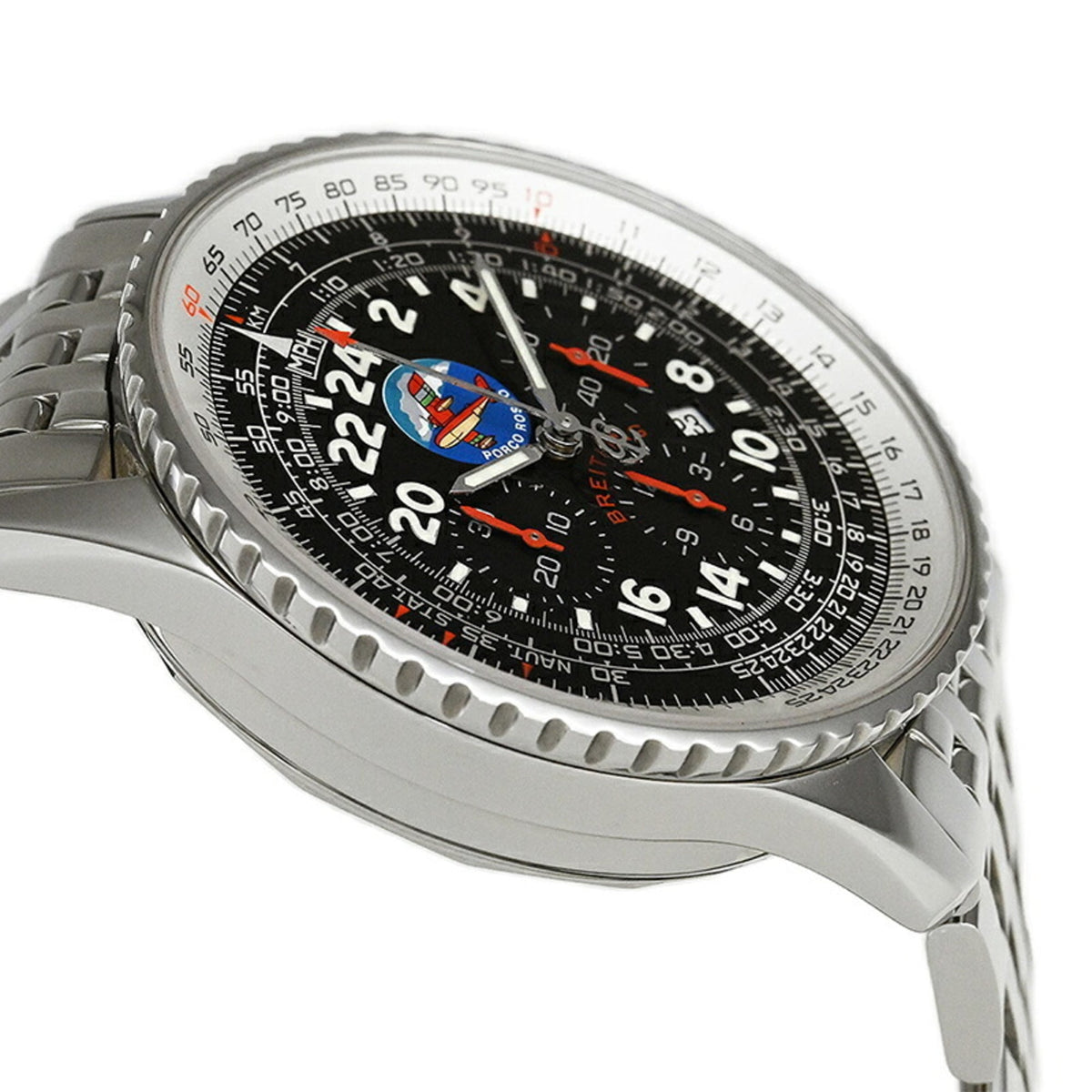 Breitling Navitimer Cosmonaut Flyback Porco Rosso A222BPRNP (A22322) Schwarz Zifferblatt 41 mm Uhr