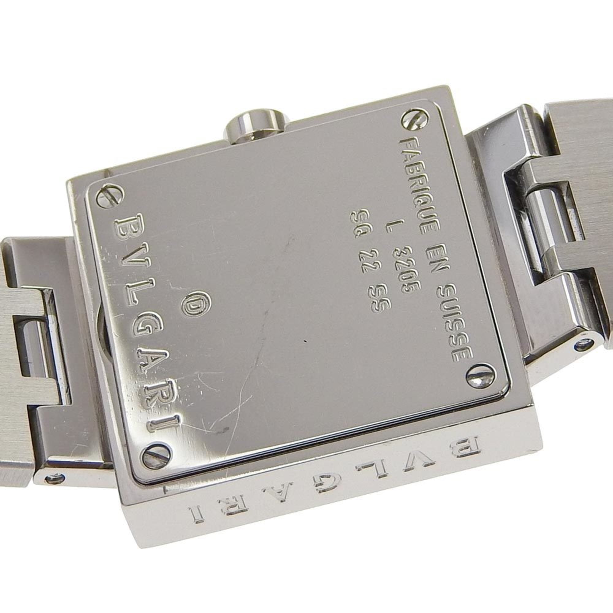 BVLGARI Quadrado SQ22SS roestvrijstalen horloge met quartz uurwerk, analoge wijzerplaat, zwarte wijzerplaat, voor dames