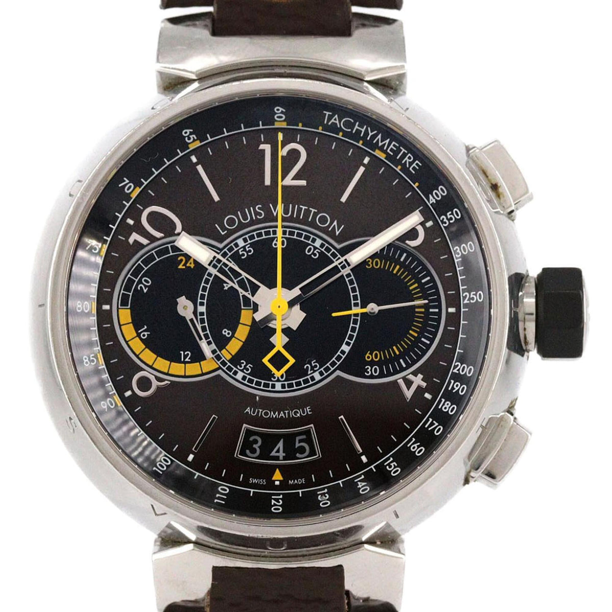 Louis Vuitton Tambour Chrono Voyage Q102L Black, Brown Dial 44mm Watch