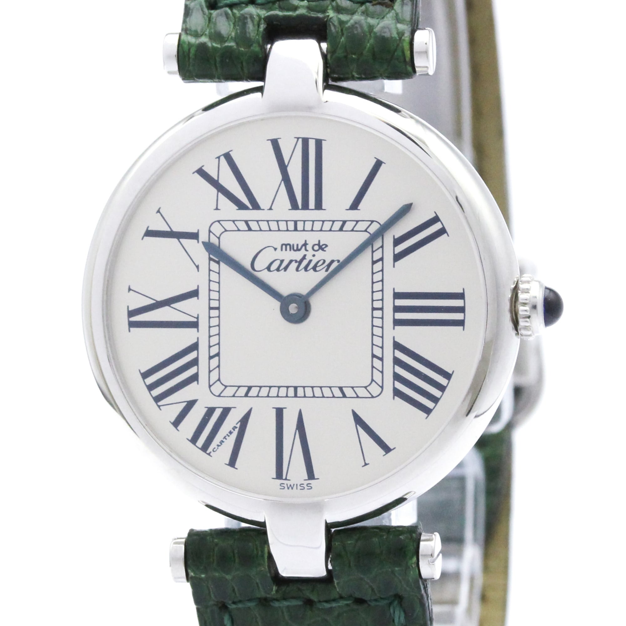 CARTIER Must Colisee Silver 925 Leather Quartz Ladies Watch