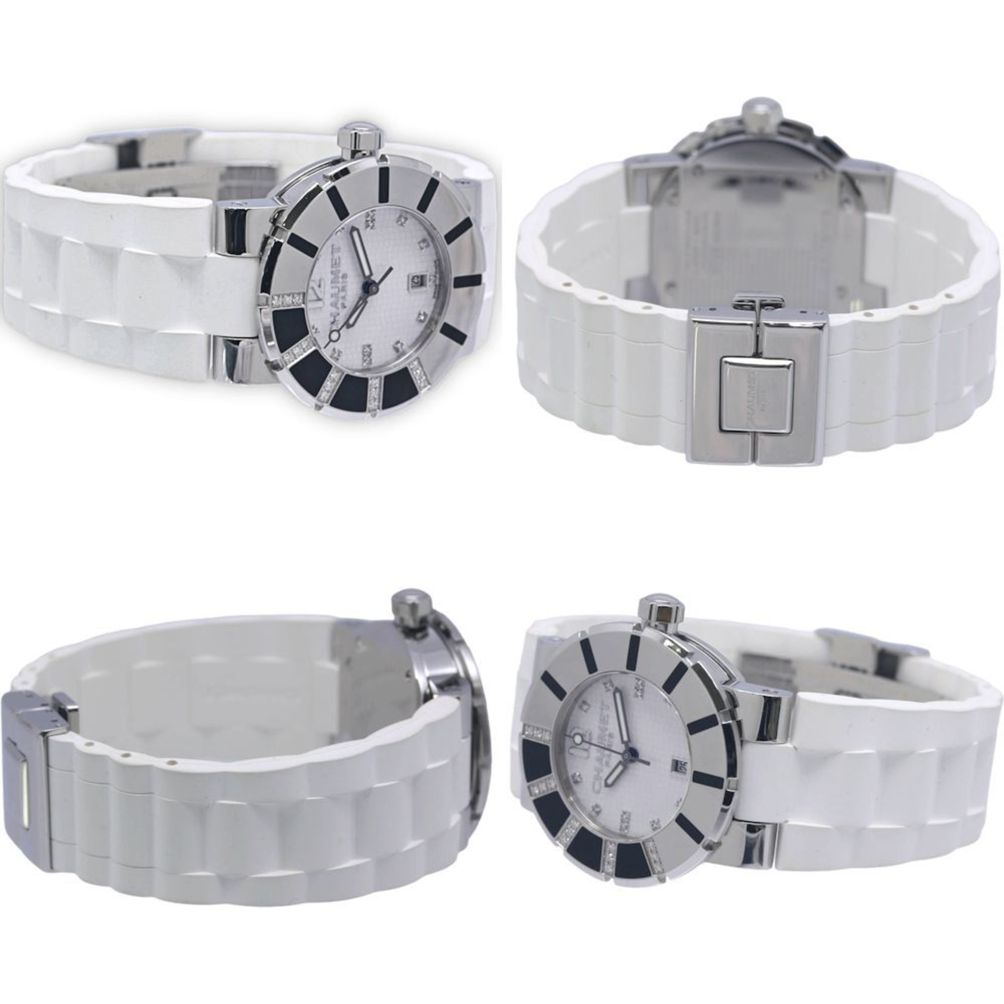 Montre pour garçon Chaumet Class One MM W17224-33E avec lunette et index sertis de diamants, acier inoxydable et caoutchouc, 40256