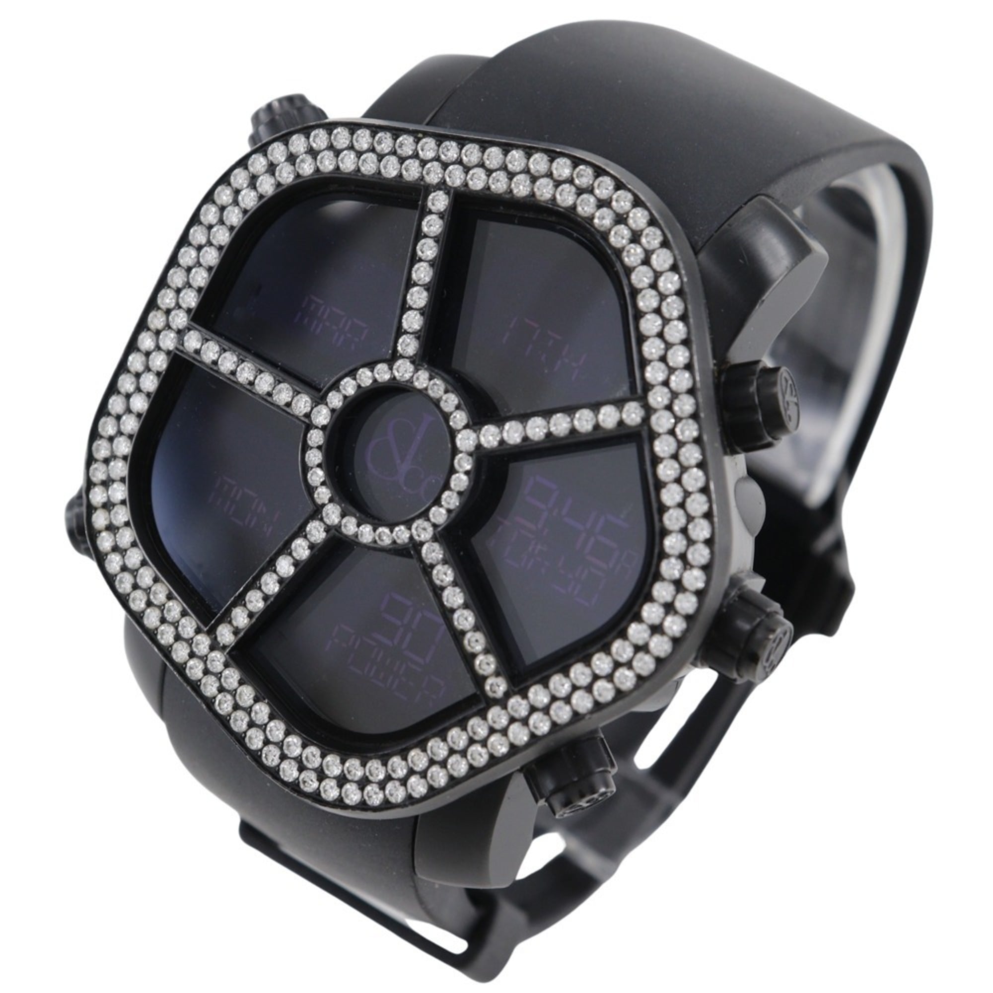JACOB & CO 5 Time Zone Ghost Watch GMT JC-GST-WHD Stainless Steel x Rubber Black Quartz Digital Display Dial Men's