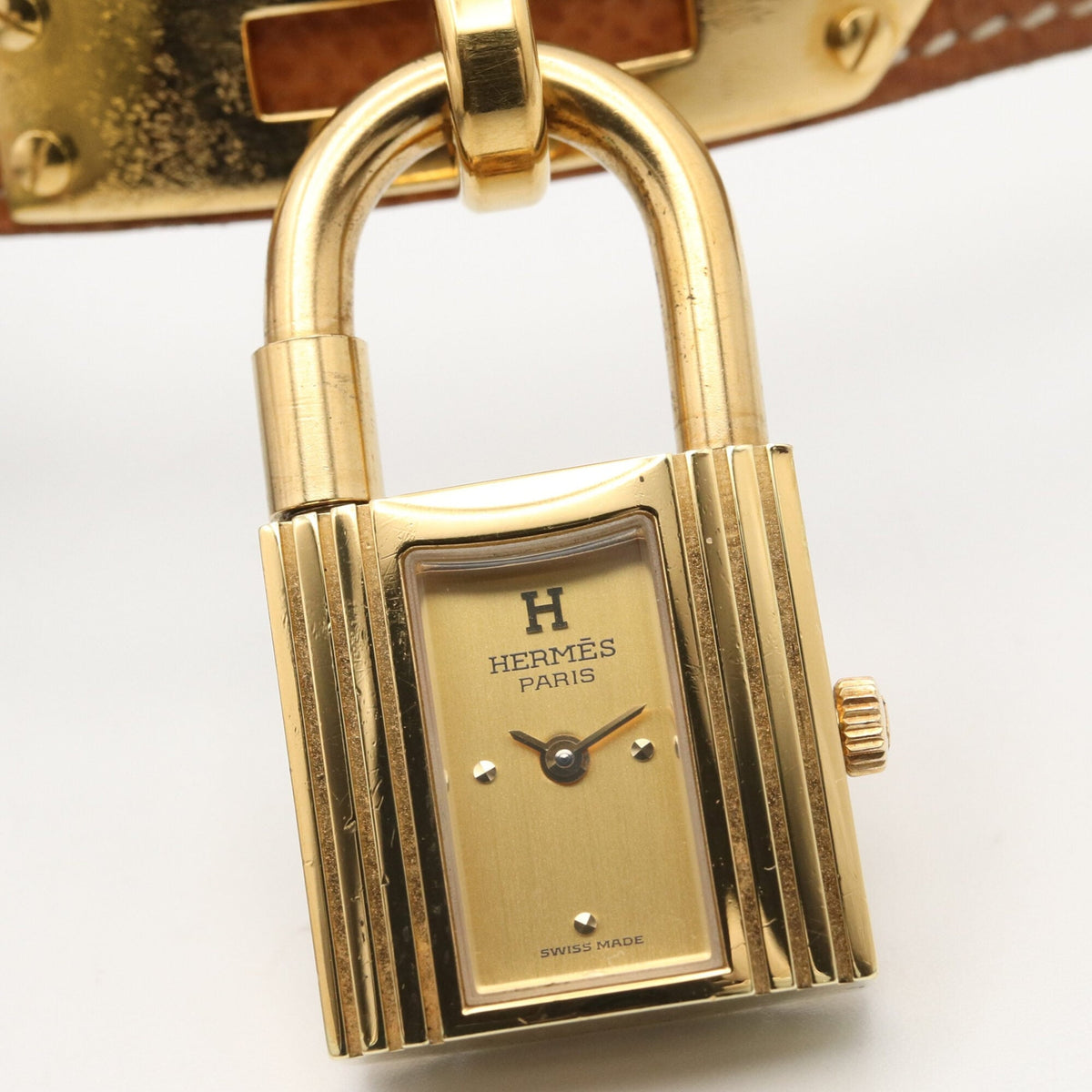 Hermes Kelly KE1.201 Champagner, goldenes Zifferblatt, 20 mm Uhr