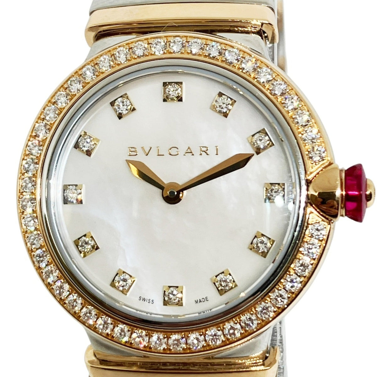 Bvlgari Lucea Tubogas horloge met witte wijzerplaat, 27 mm