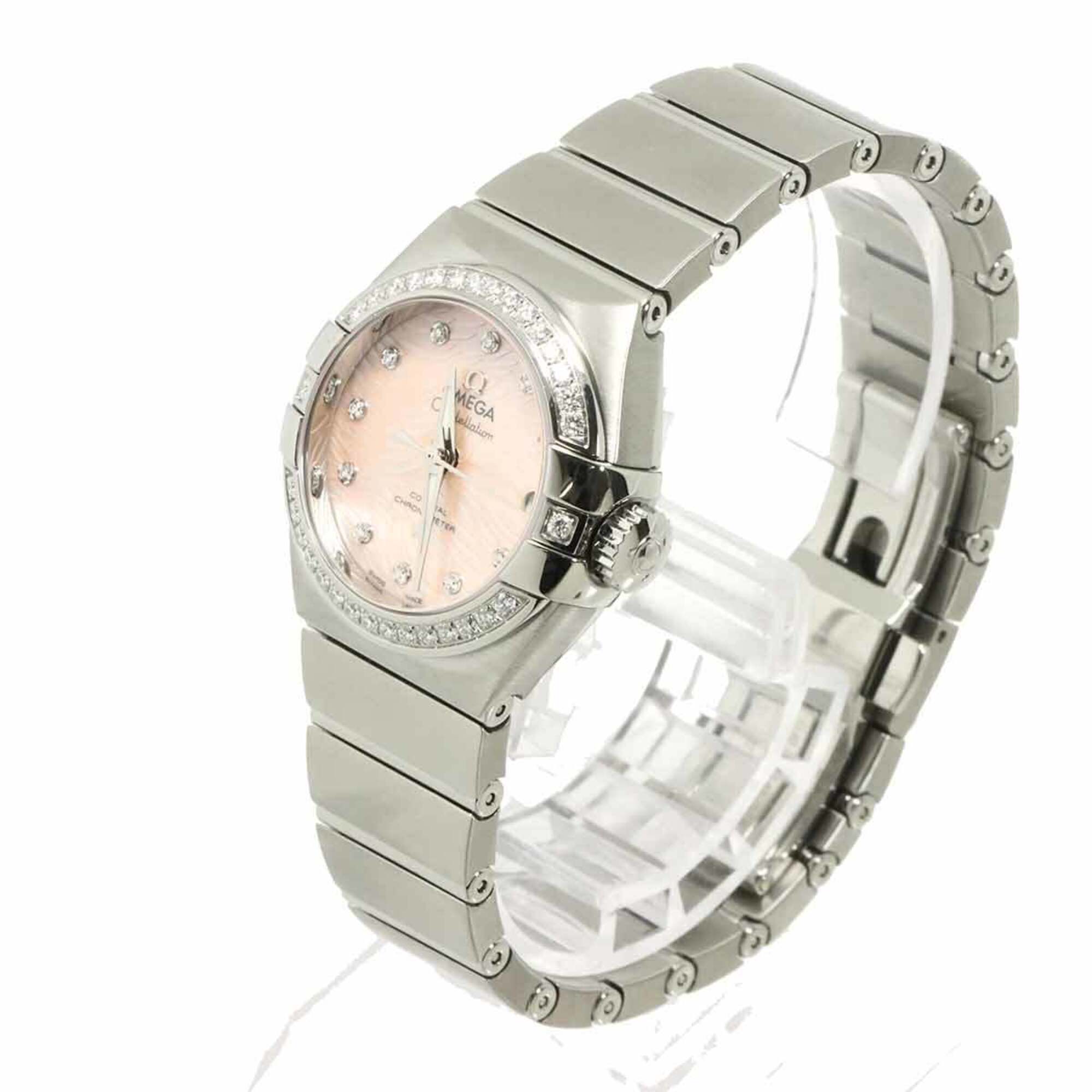 Omega Constellation 123 15 27 20 57 002 Date Bezel Diamond Ladies Watch 12P Pink Mother-of-Pearl Automatic