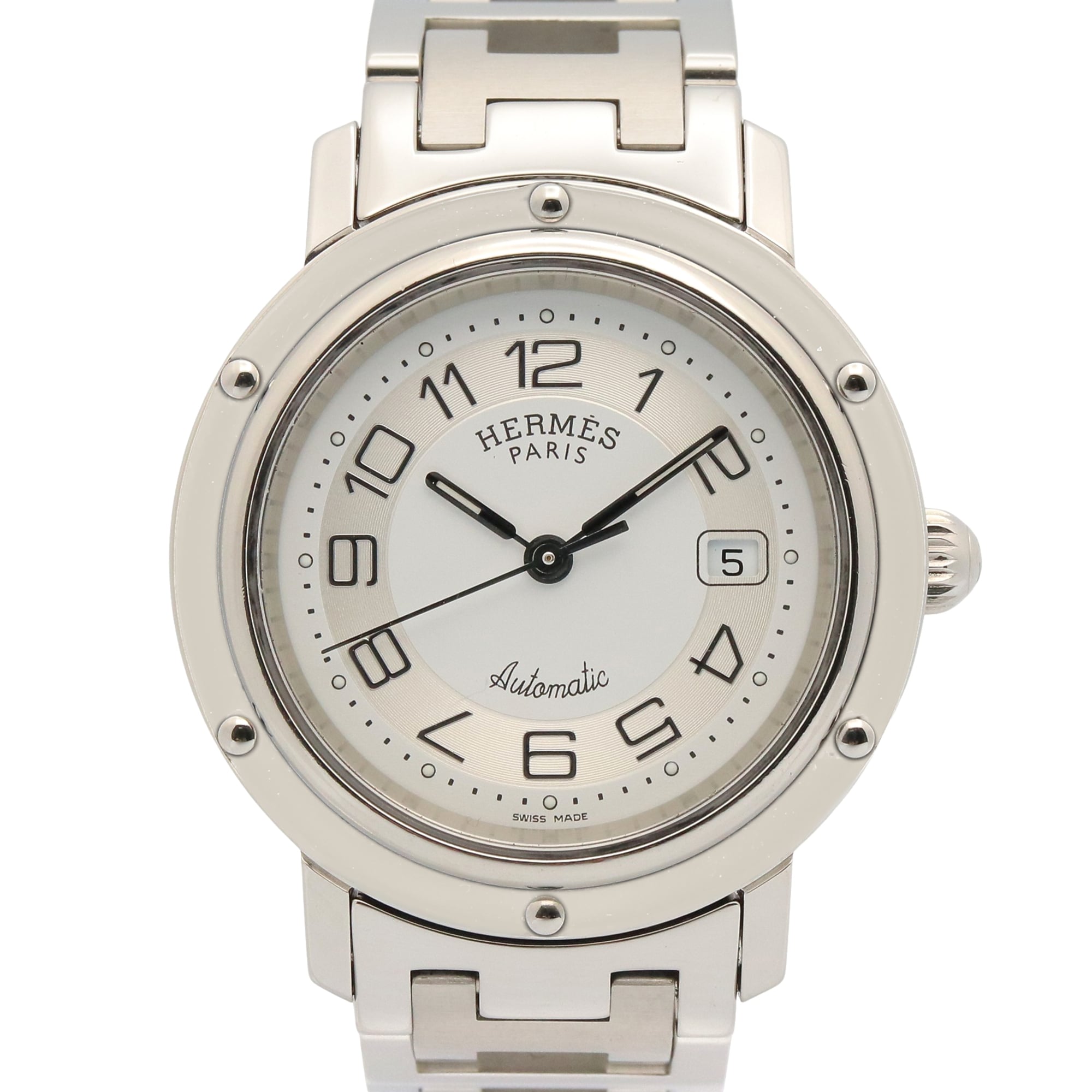 Hermes Clipper watch, stainless steel, boys' size, silver tone, CL5.410