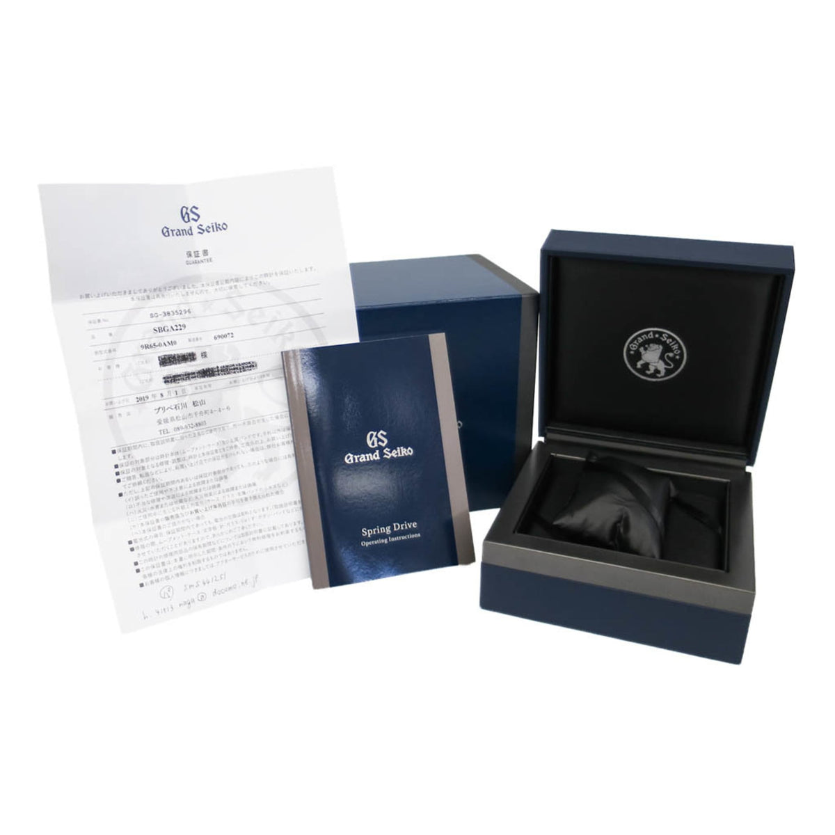 Grand Seiko SBGA229 (9R65-0AM0) horloge met zwarte wijzerplaat, 44 mm