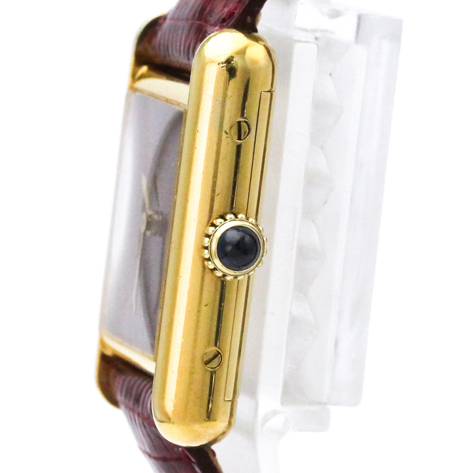 CARTIER Must Tank Vermeil Gold Plated Leater Hand-Winding Ladies Watch