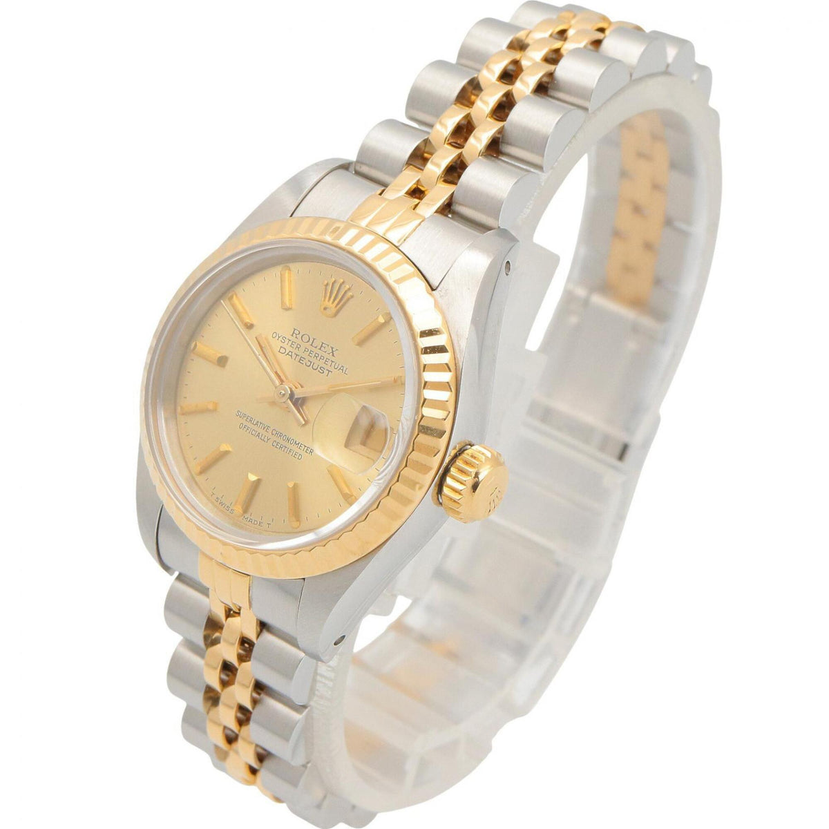Rolex Datejust 90 Champagner Bar 18 K (69173, goldenes Zifferblatt, 26 mm Uhr)