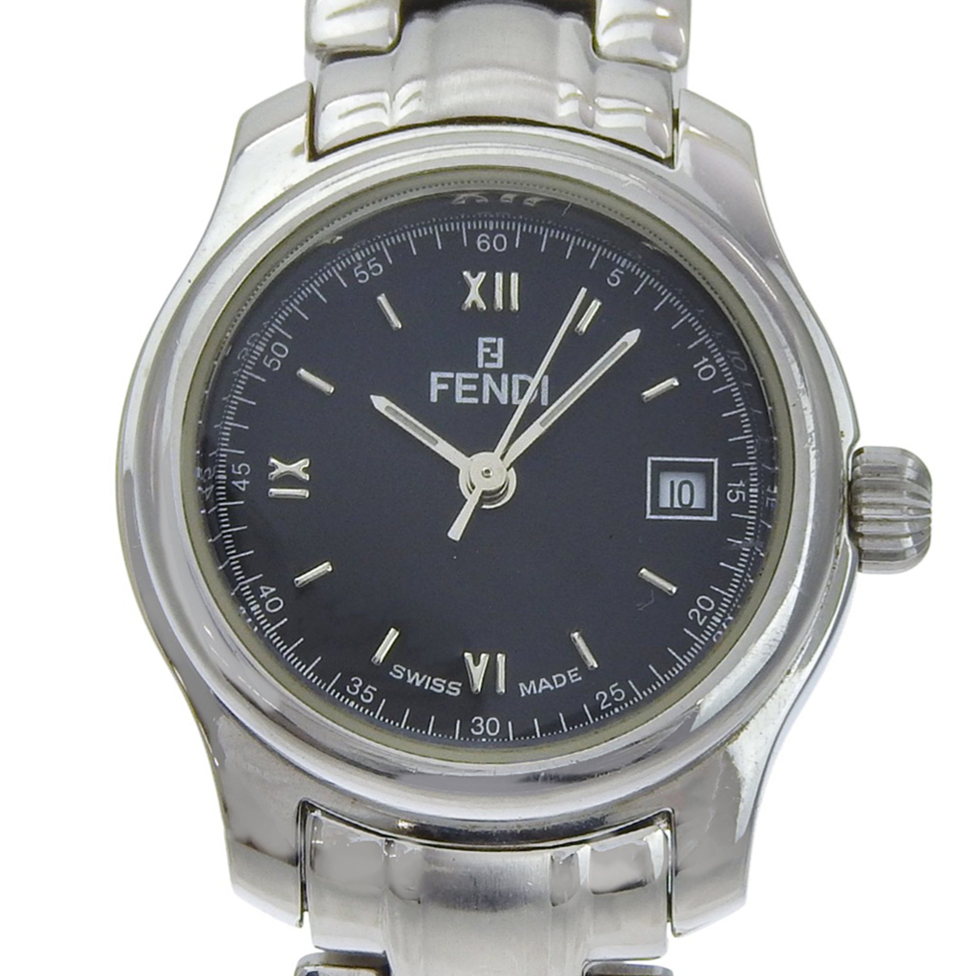 Fendi Olologi Women's Watch, 210L Stainless Steel, Quartz, Analog, Black Dial