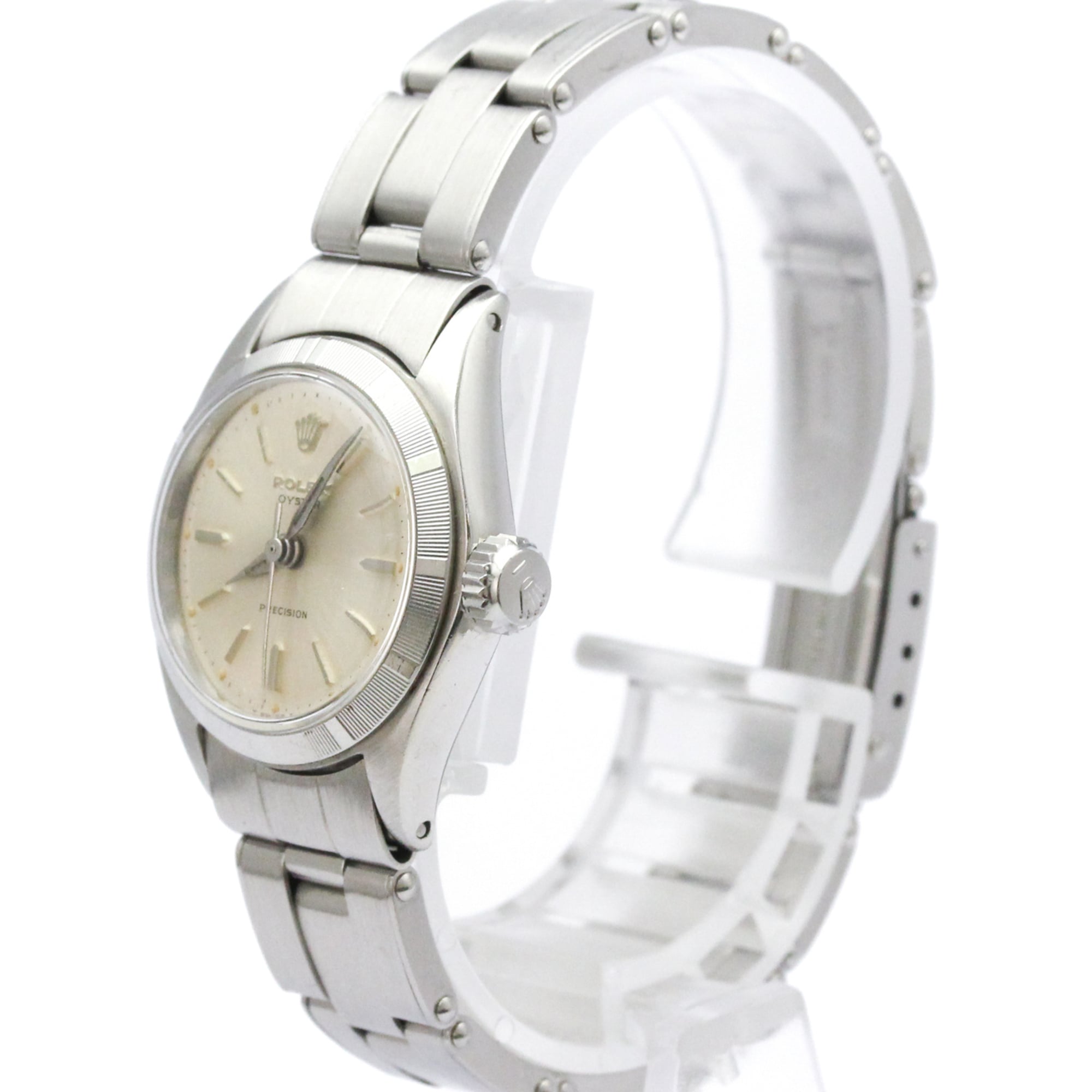 ROLEX Oyster Precision 6411 Steel Hand-winding Ladies Watch Vintage