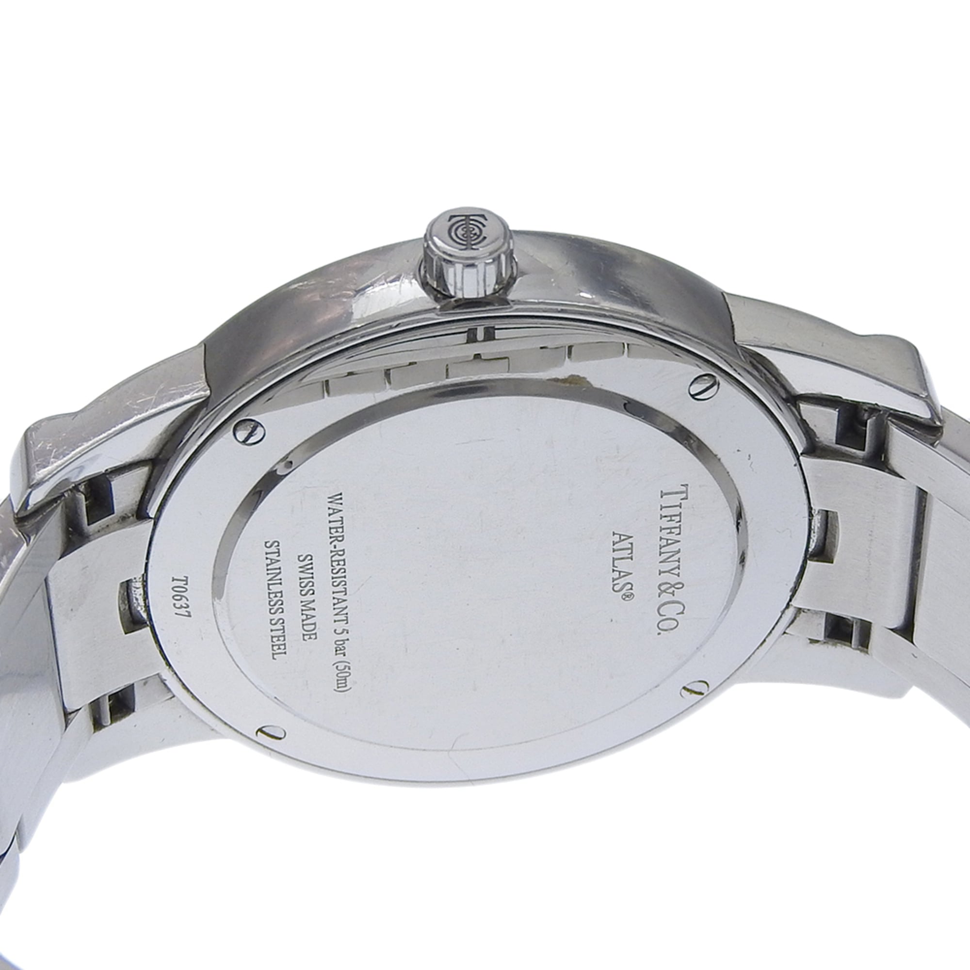 Montre Tiffany &amp; Co. Atlas Dome Z1800.11.10A00A pour homme, en acier inoxydableQuartz cadran Noir analogique