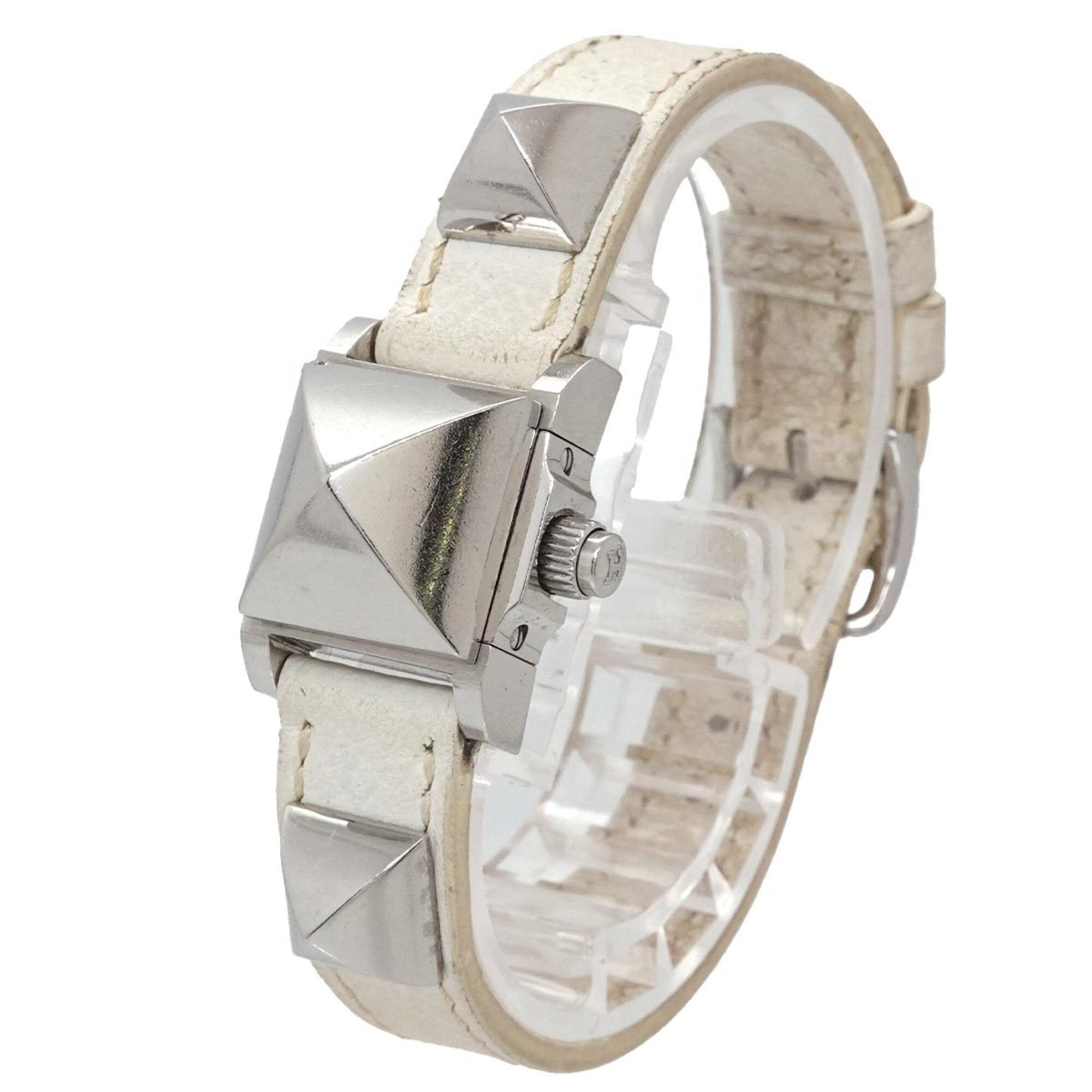 Hermes Medor Mini ME2 110 Wo Studded White Quartz